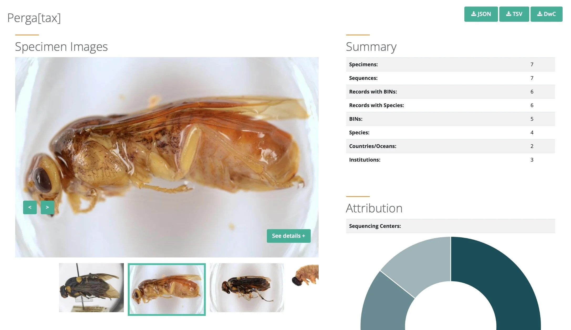  Another example of search results by genus, this one a page Paul has made good use of in his ongoing study of Australian sawflies.  https://portal.boldsystems.org/result?query=Perga[tax]  