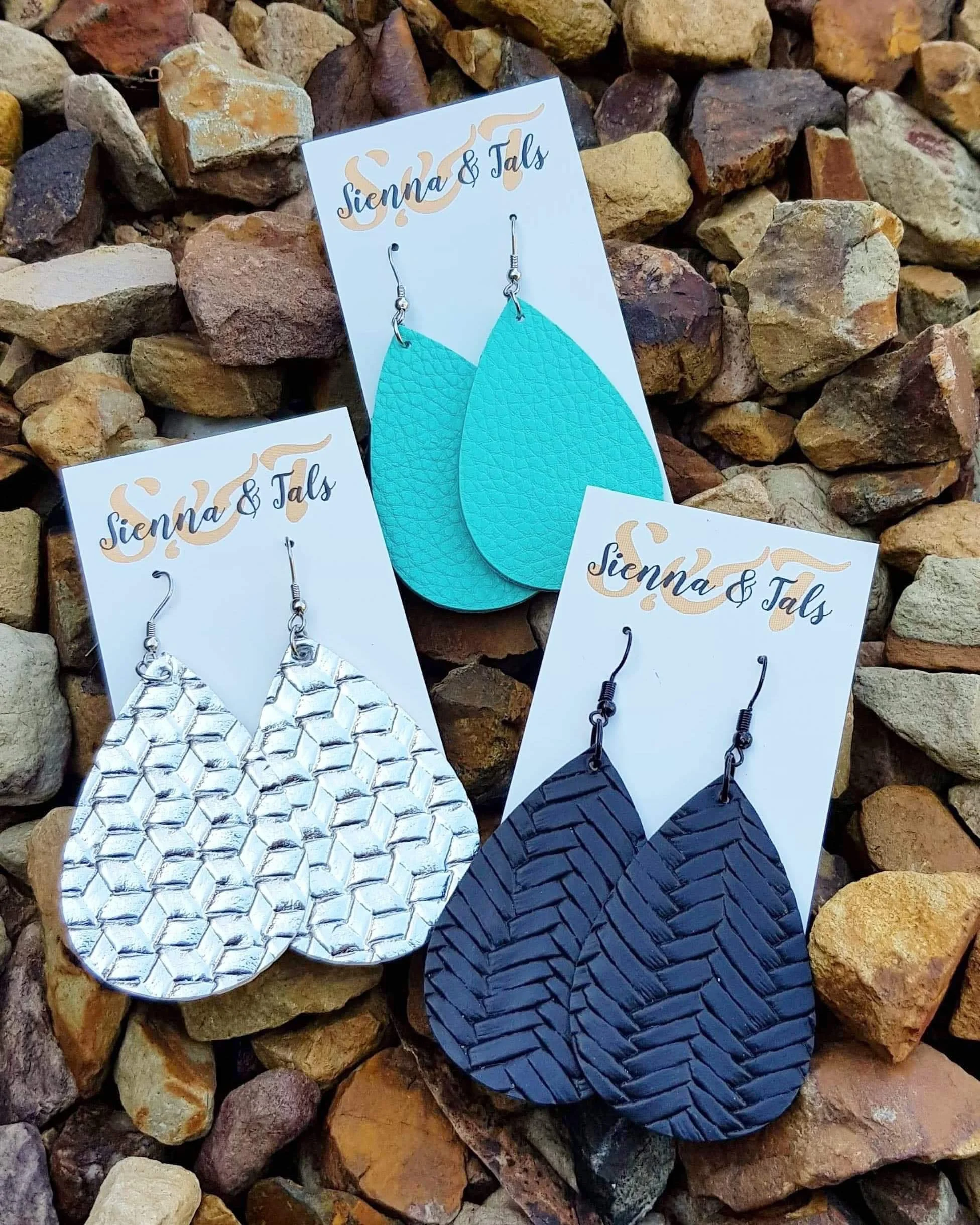 T1F Leather Drop Earrings