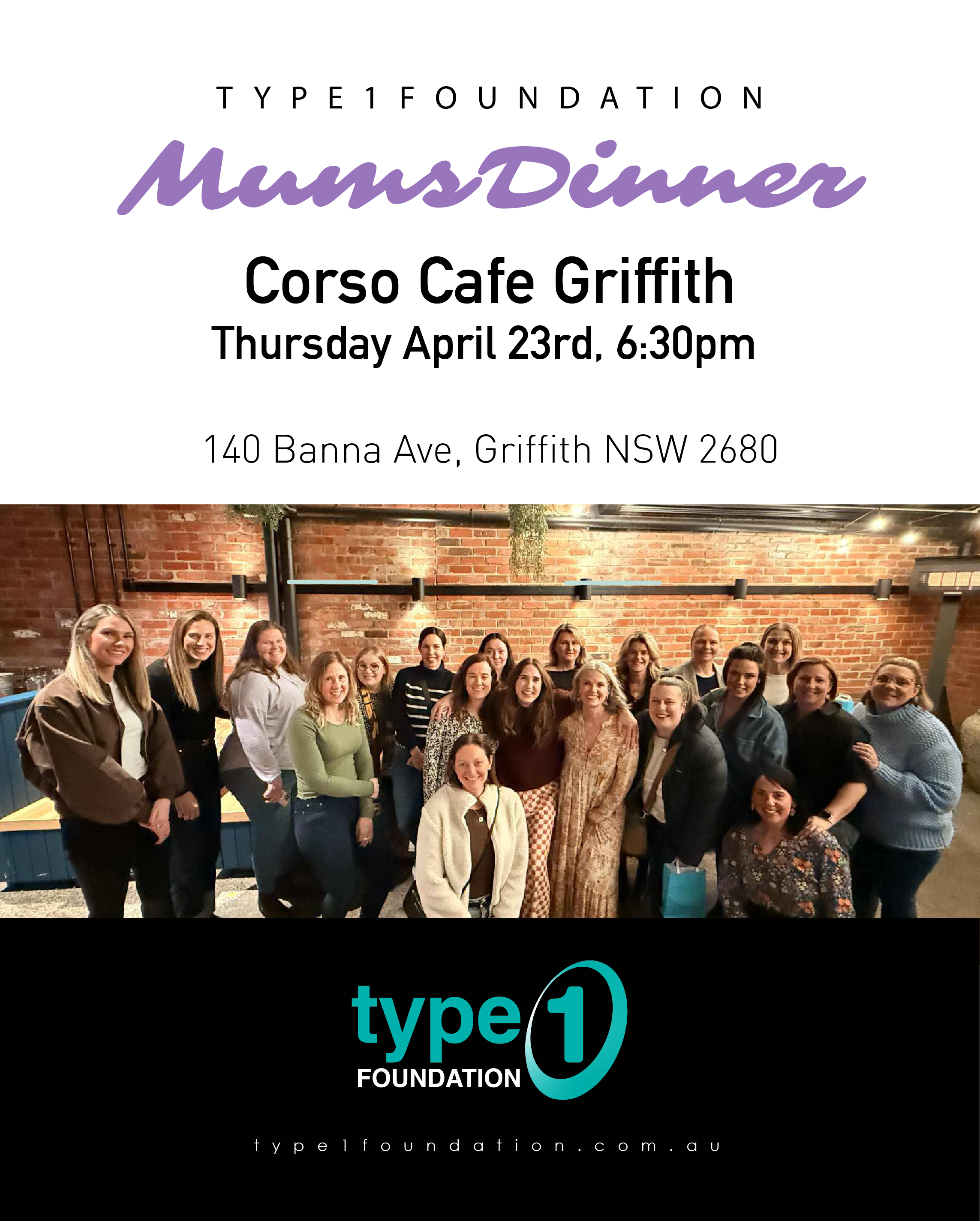 Type 1 Mums Dinner - Griffith NSW