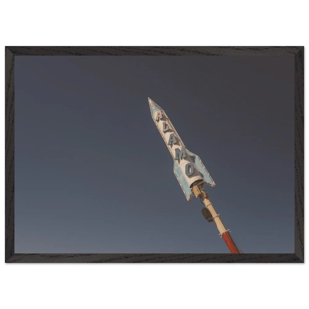 Alamo Rocket Sign Poster – Americana Mounted Framed Art