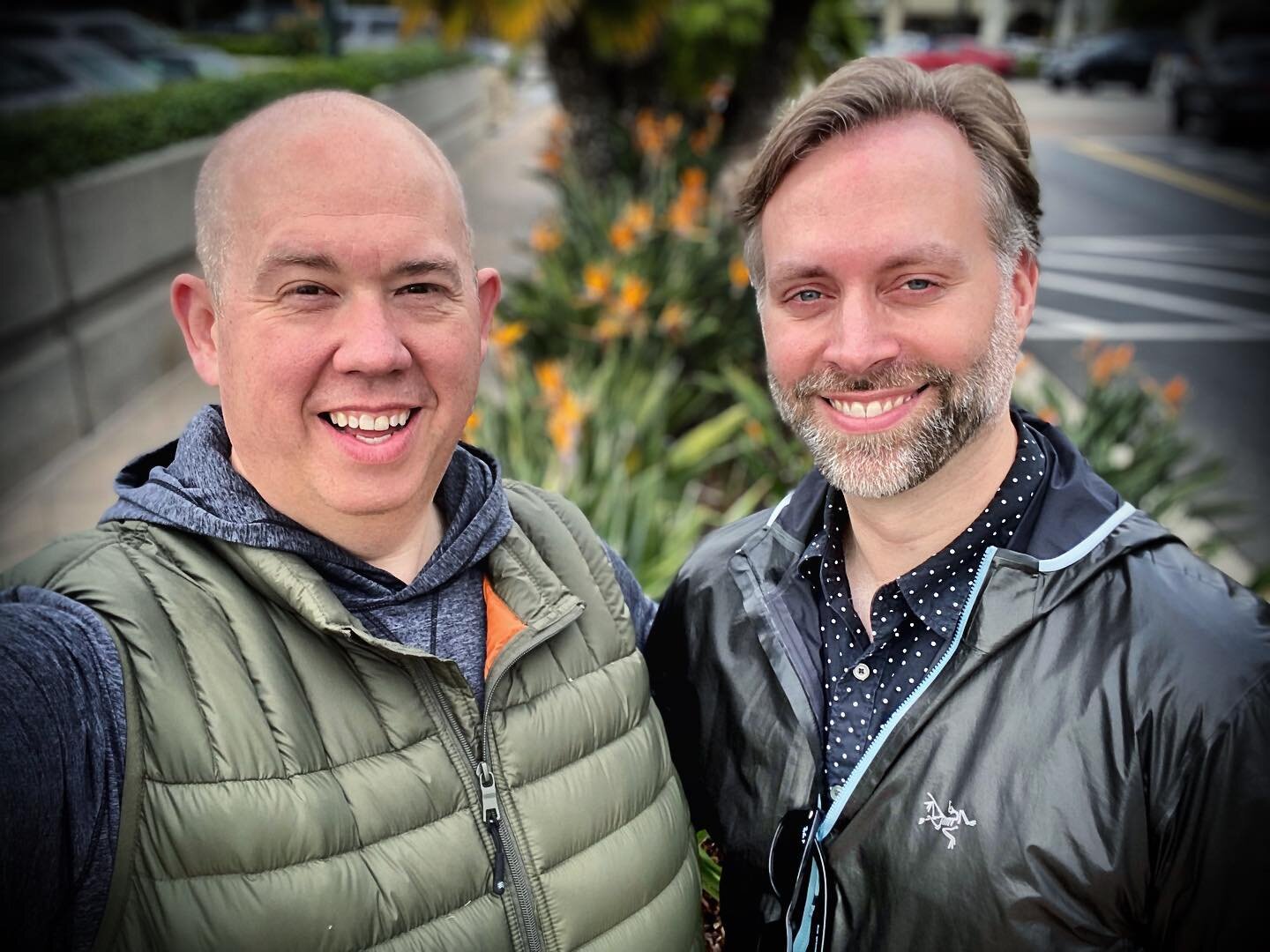 With one of my best friends yesterday: the brilliant, heartfelt, and most thoughtful @mtresler 
Love you, Matt! 💙
#facebookanniversary #tenyearstoday 
#imminentlywhitebeard #notafraid 😂