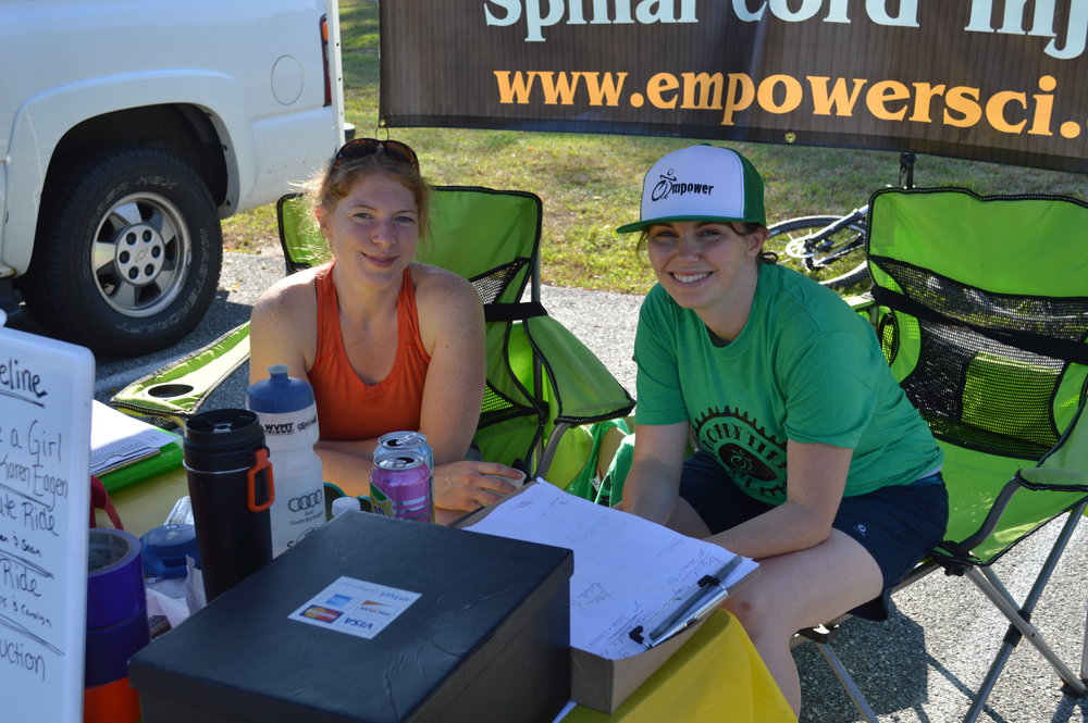 Kelly and Amy, two of our Knobby Tire Leaders at the registration table