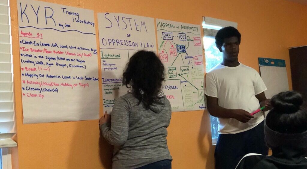 January 2019: RYSE youth organizers facilitate and lead a workshop with their peers on systems of oppression and knowing your rights.