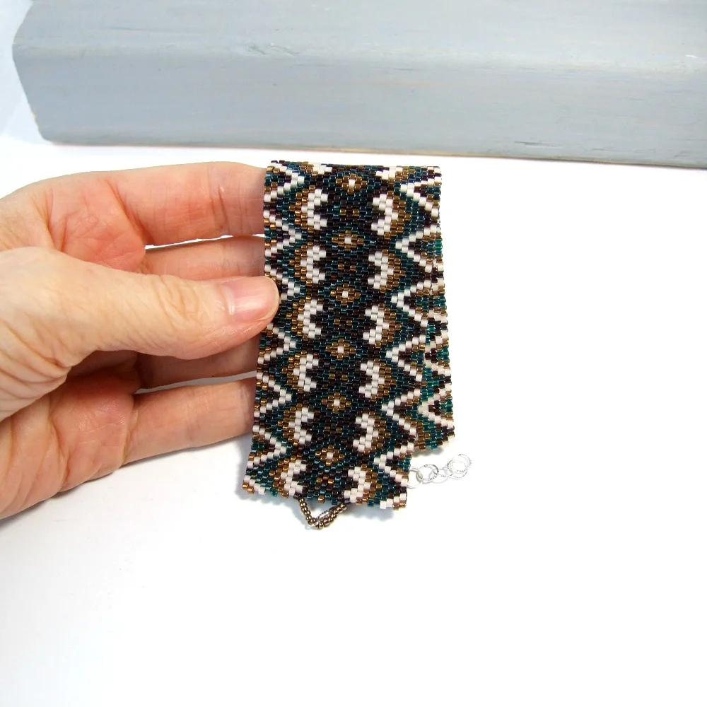 unique woven seed bead bracelet - handmade jewelry