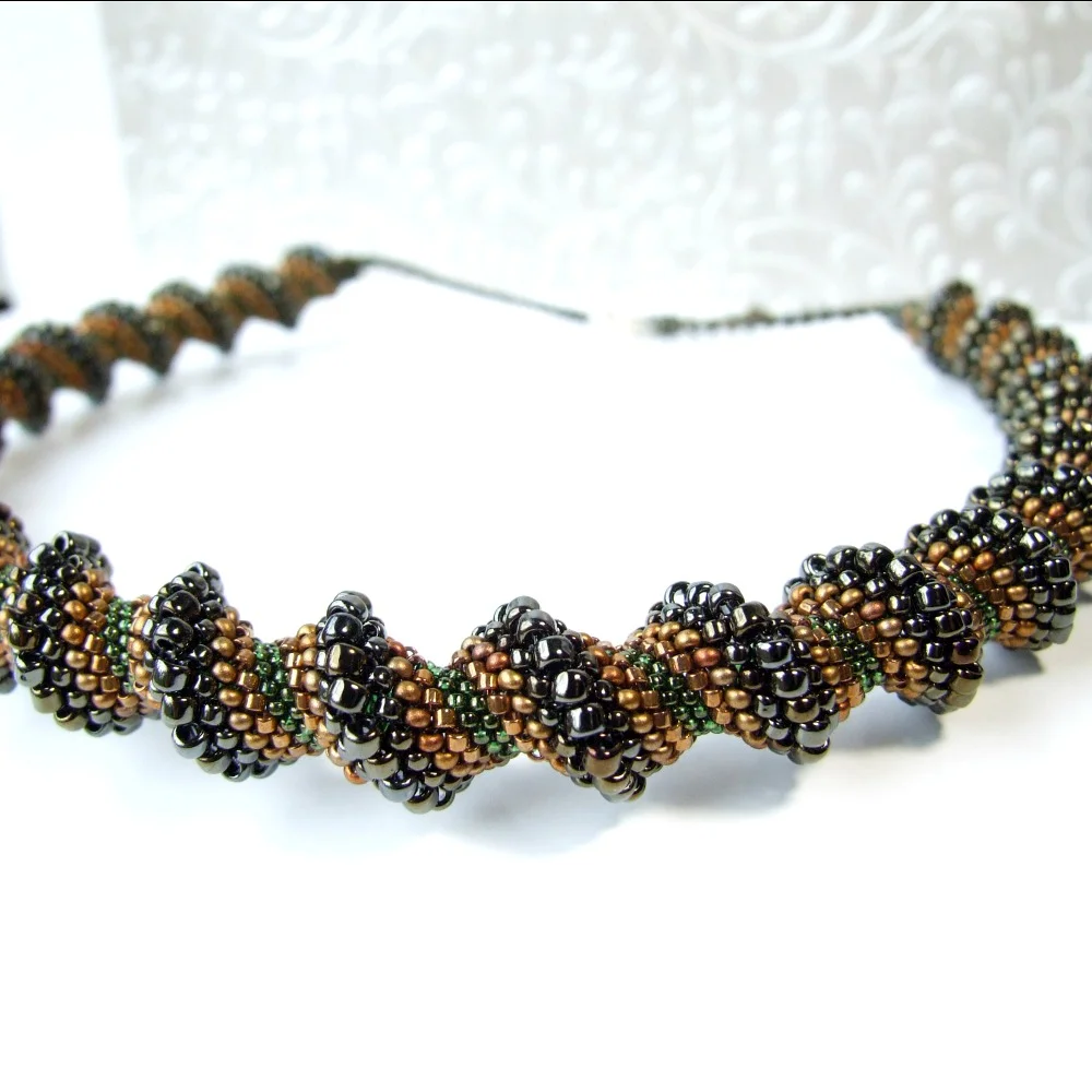 unique beaded glass necklace - handcrafted jewelry