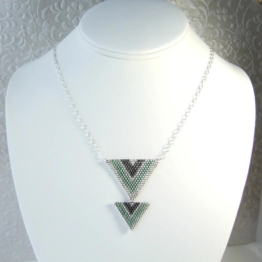 Grey Triangle Seed Bead Necklace 