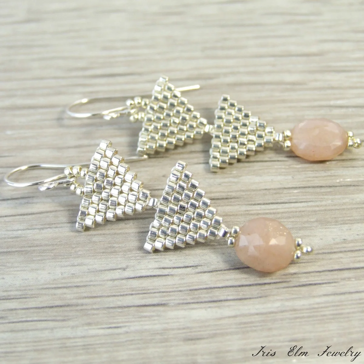 unique moonstone earrings peach