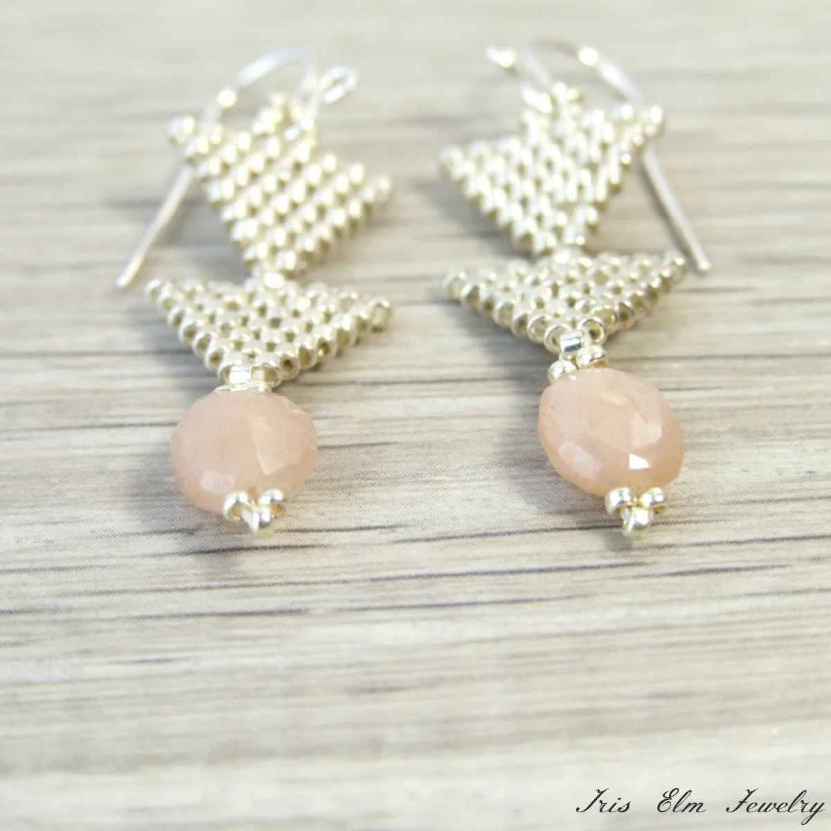 sterling peach moonstone earrings unique boho gift