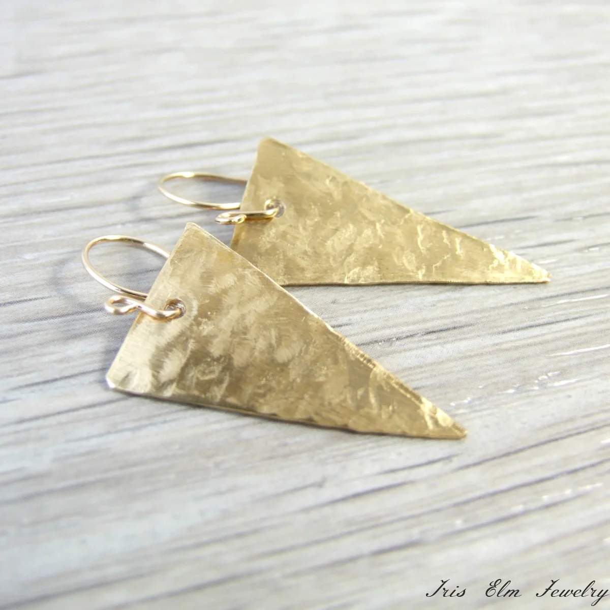 boho gold triangle earrings brass metal jewelry