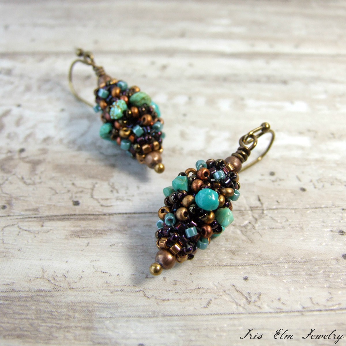 Genuine Turquoise Beaded Bead Earrings