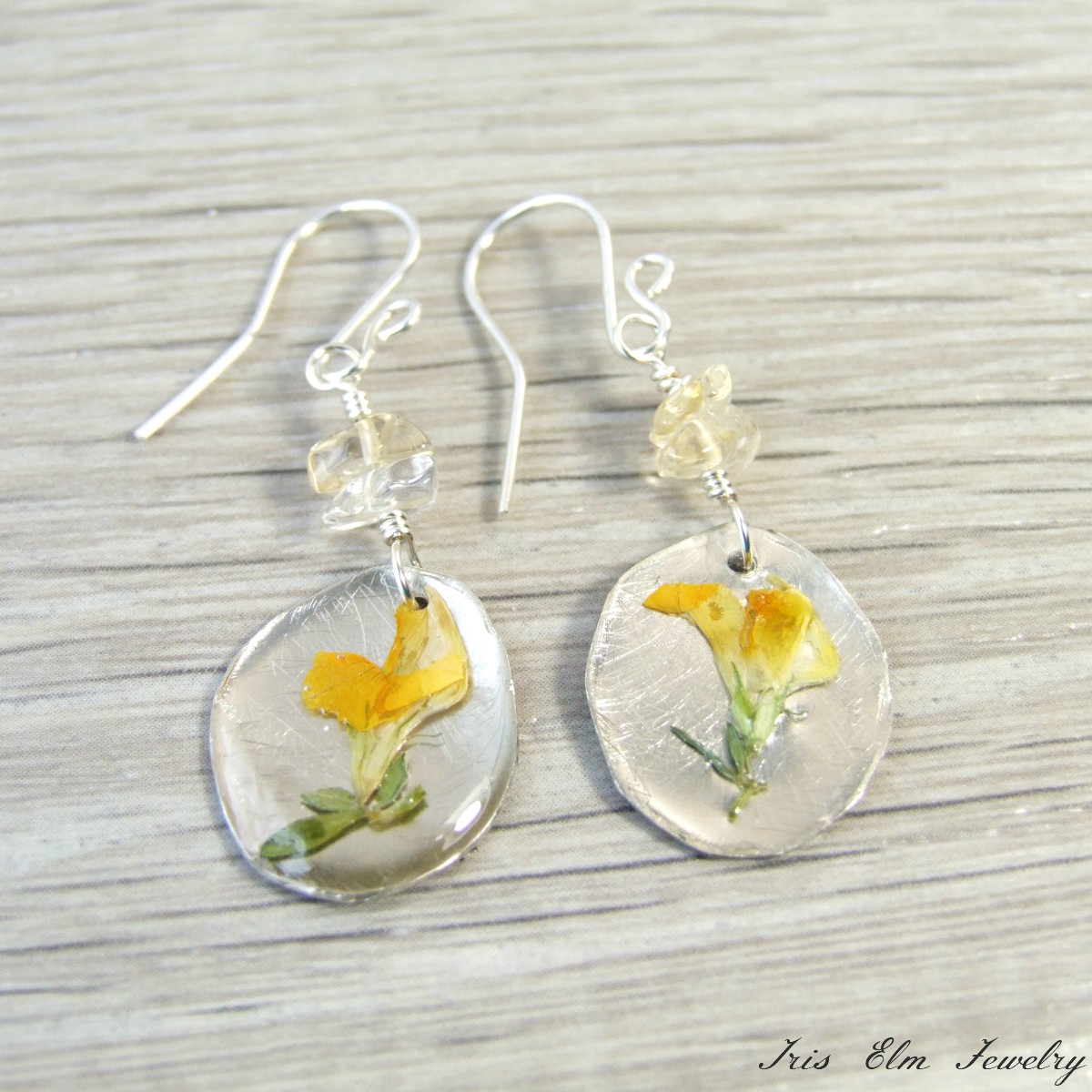 Citrine & Yellow Wildflower Earrings