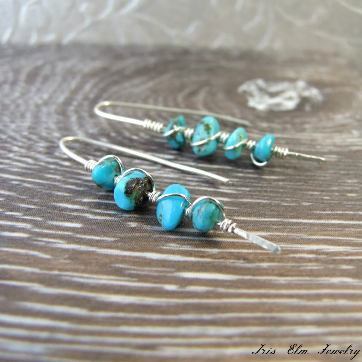 Genuine Turquoise Sterling Silver Threader Earrings