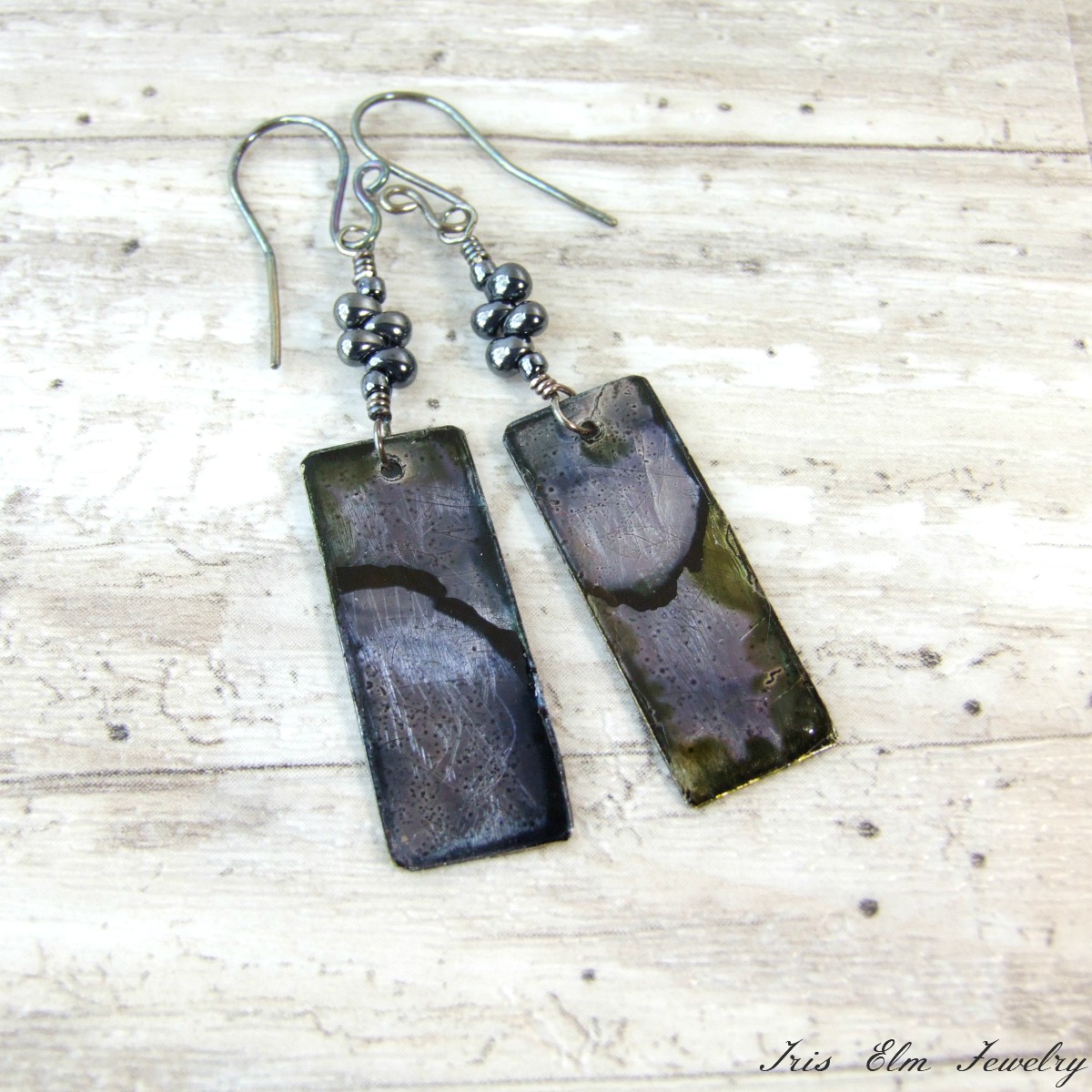 Unique Dyed Metal Boho Dangle Earrings