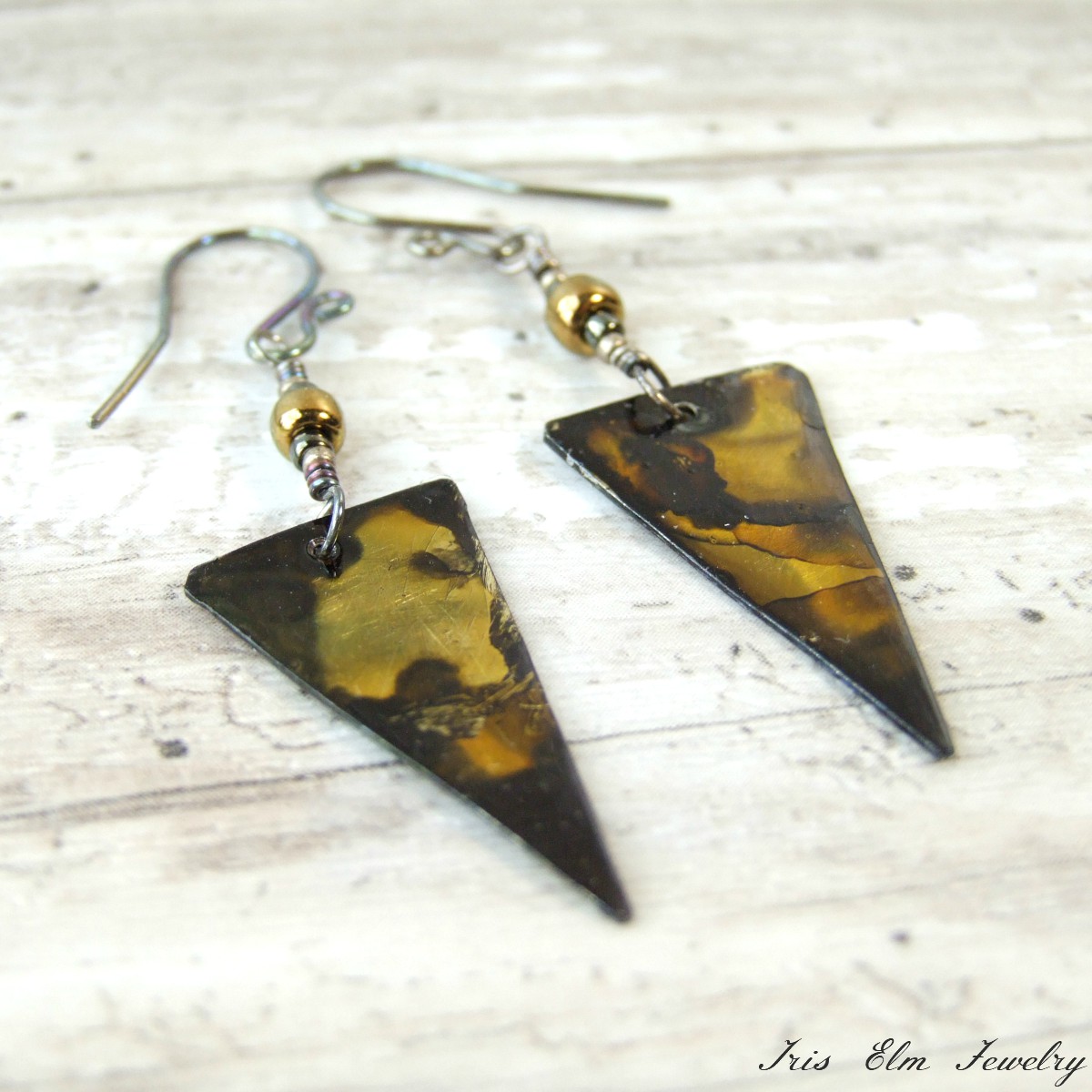 Boho Dyed Metal Triangle Dangle Earrings