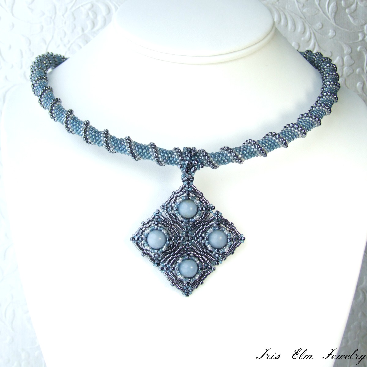 Blue Angelite Cellini Spiral Necklace