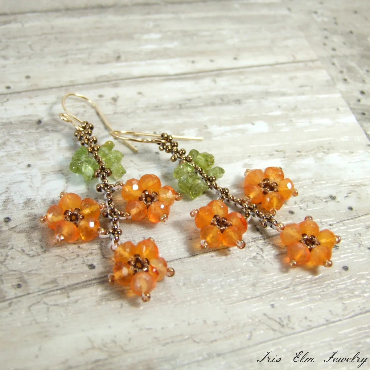 beadwork earrings carnelian gemstone jewelry