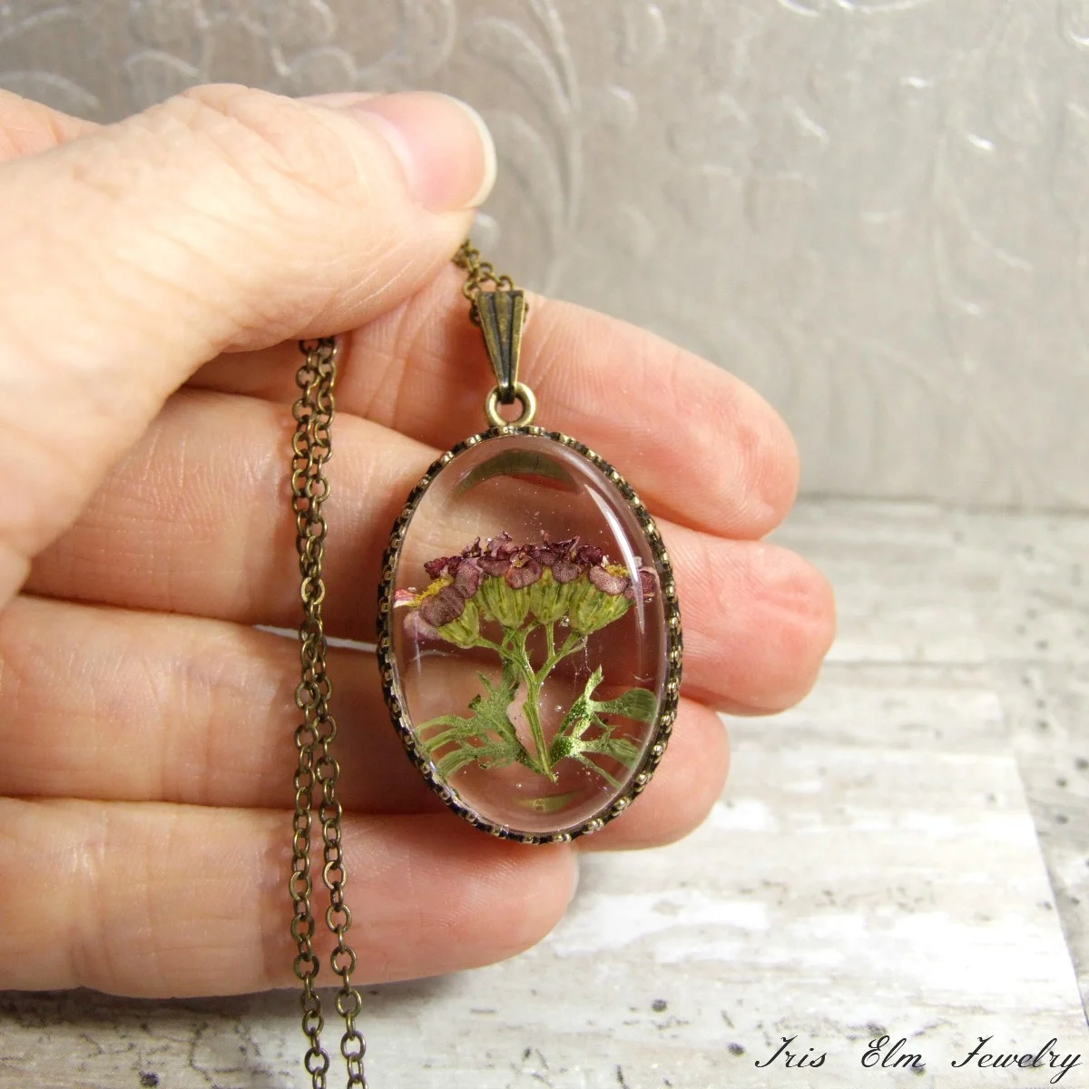 handcrafted real pressed flower necklace romantic jewelry gifts for her