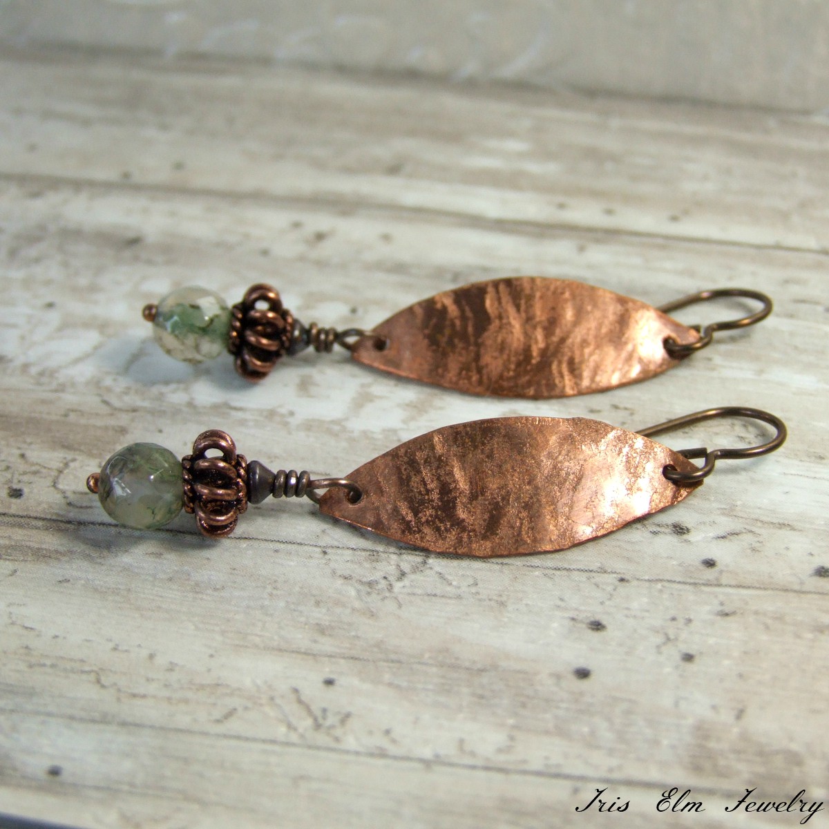 Moss Agate Copper Metal Earrings