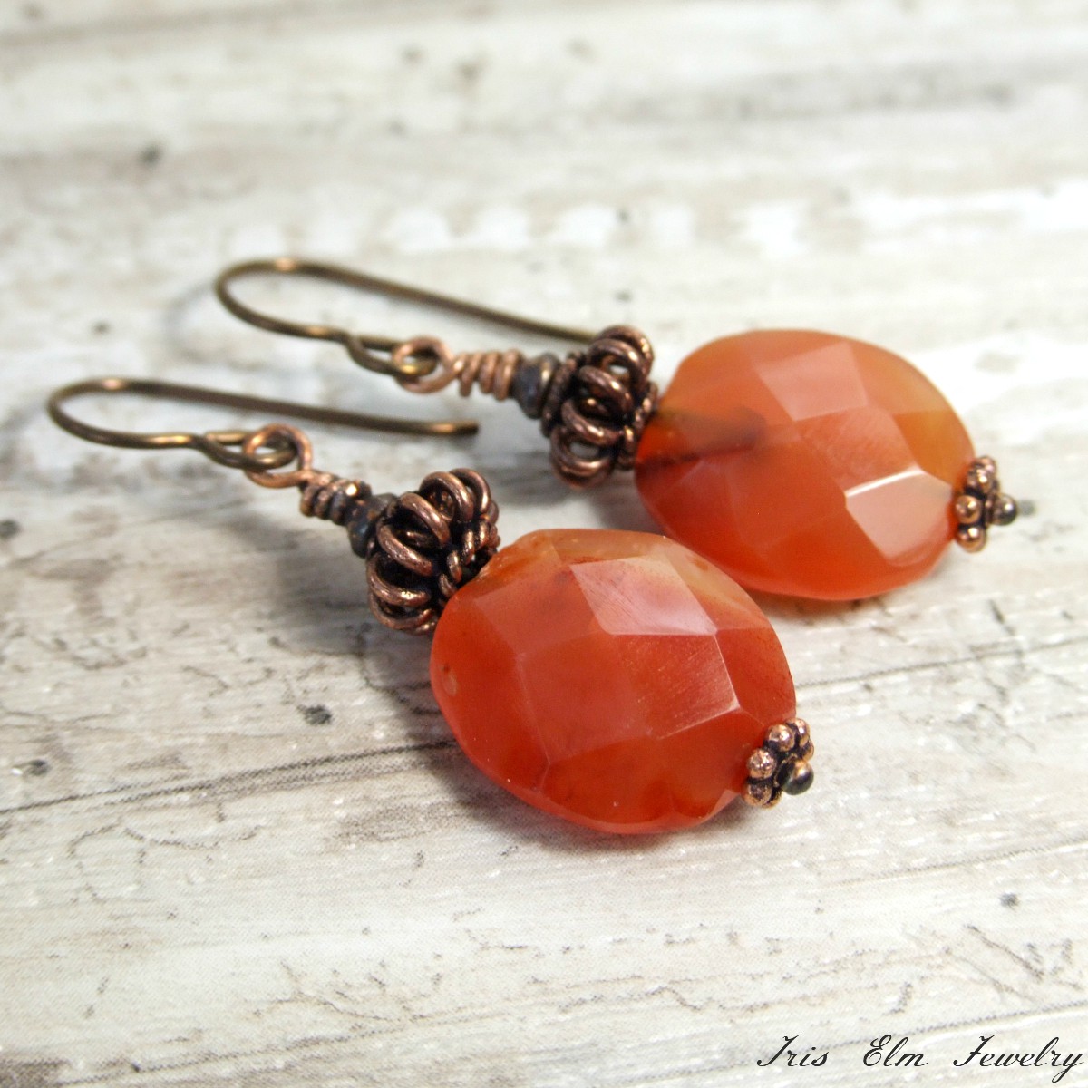 Antiqued Copper Carnelian Earrings