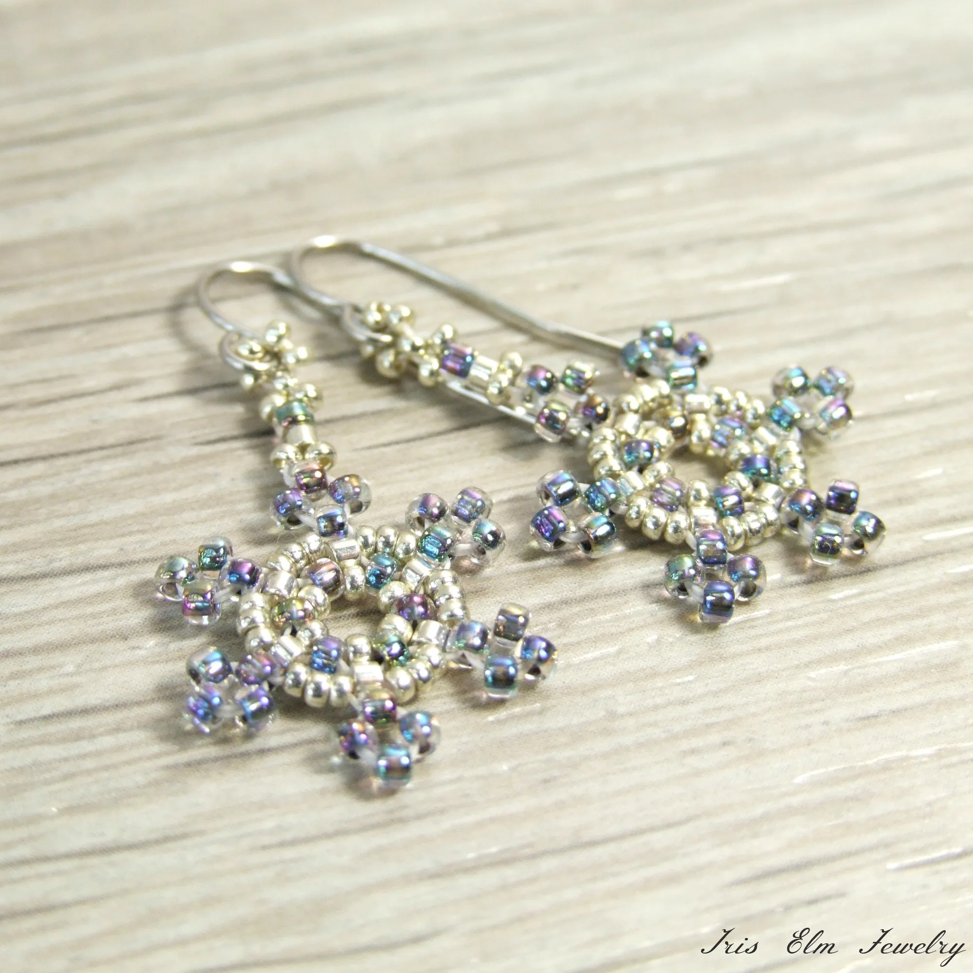 pretty pastel iridescent glass earrings snowflake jewelry gifts for her