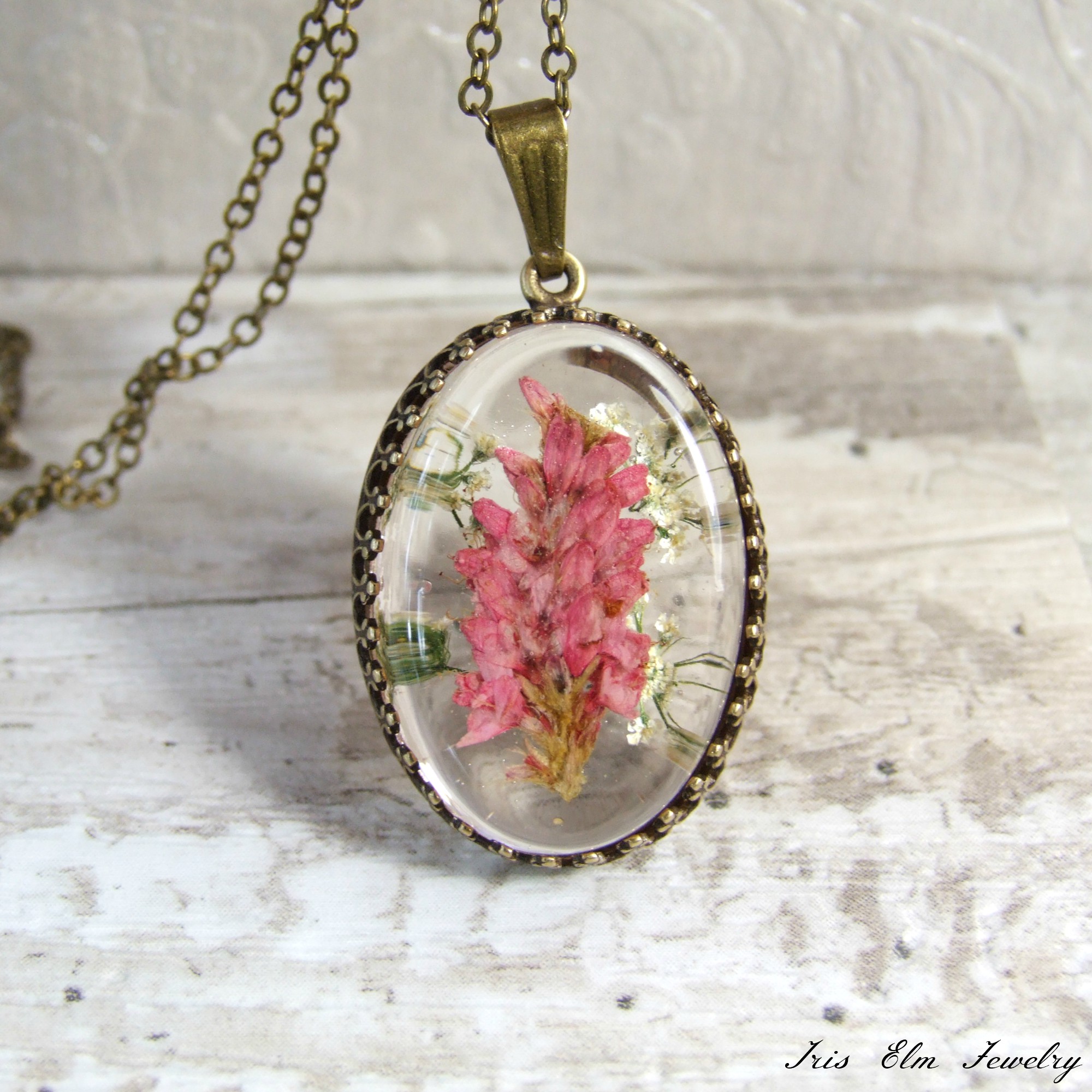 Pink Wildflower Pendant Necklace