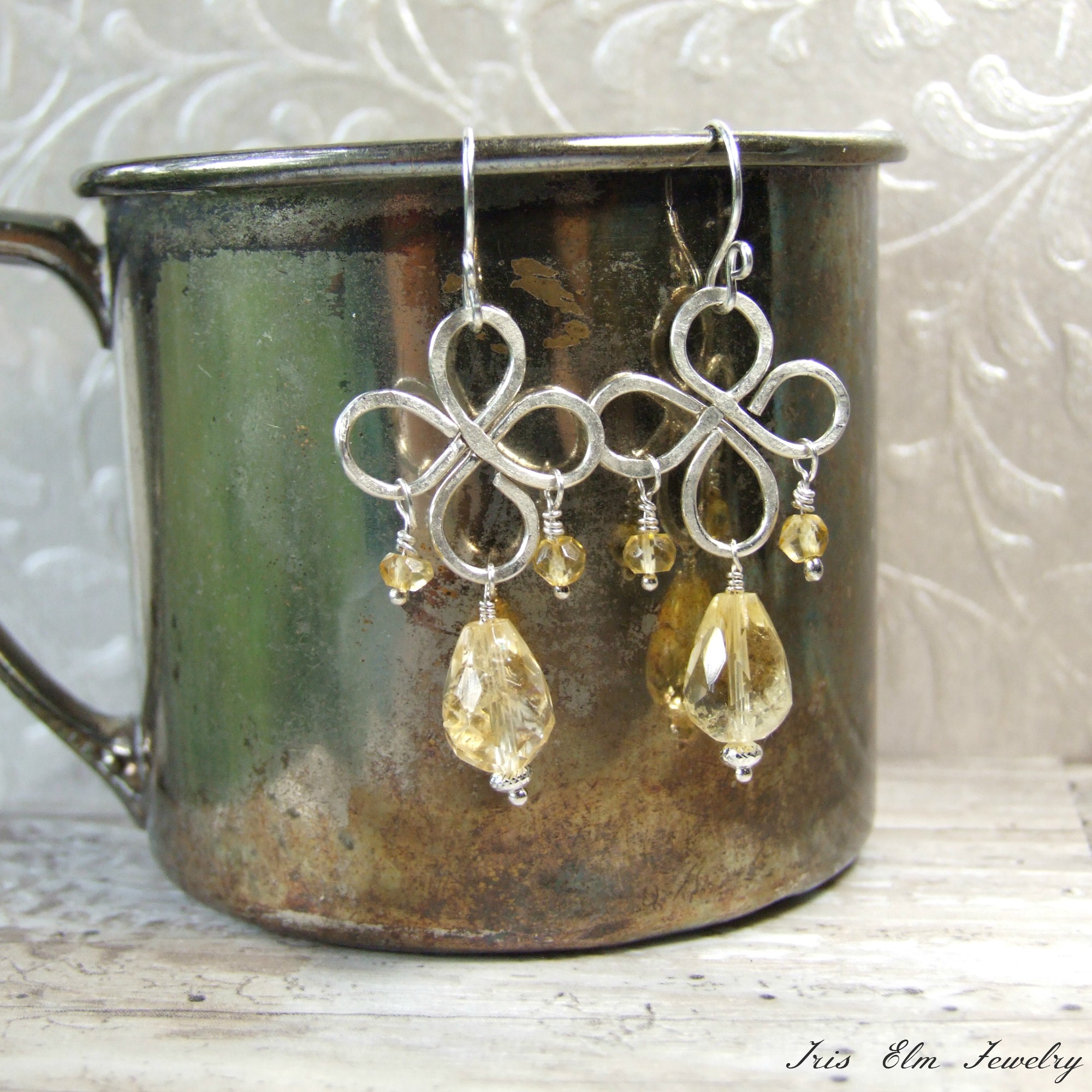 Faceted Citrine Sterling Silver Chandelier Earrings