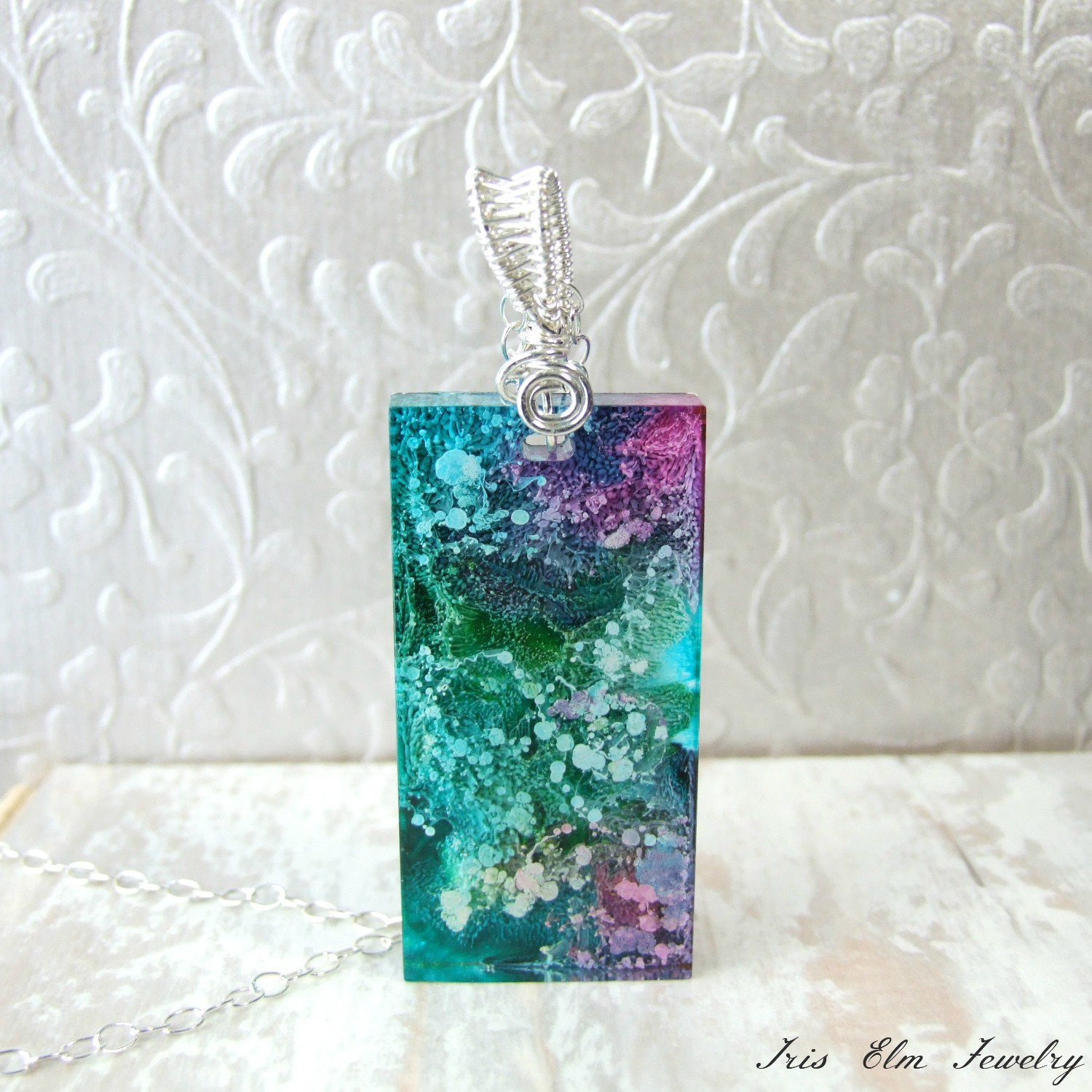 Beautiful Alcohol Ink Resin Pendant Necklace