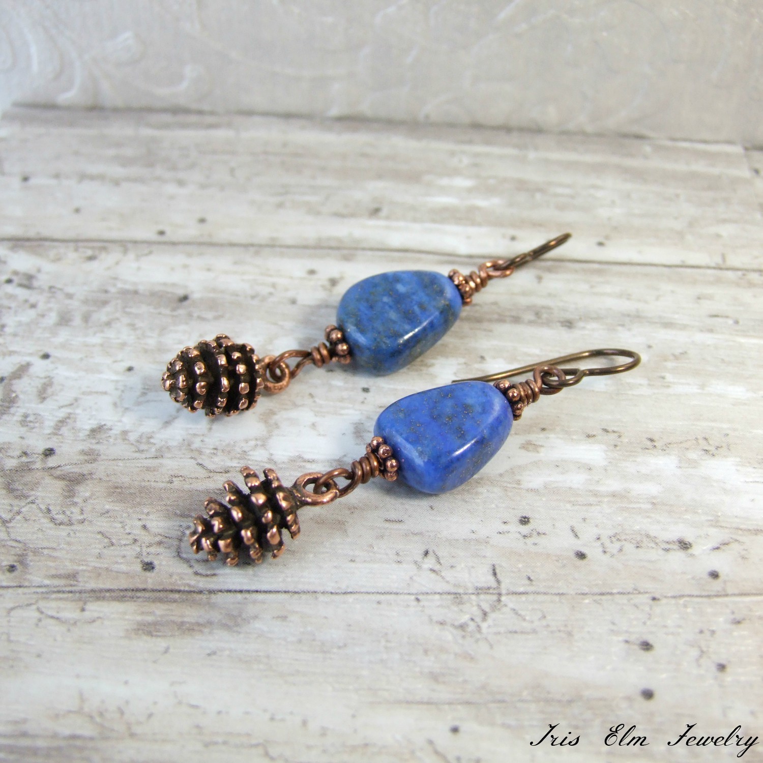 Blue Lapis Lazuli Pinecone Dangle Earrings