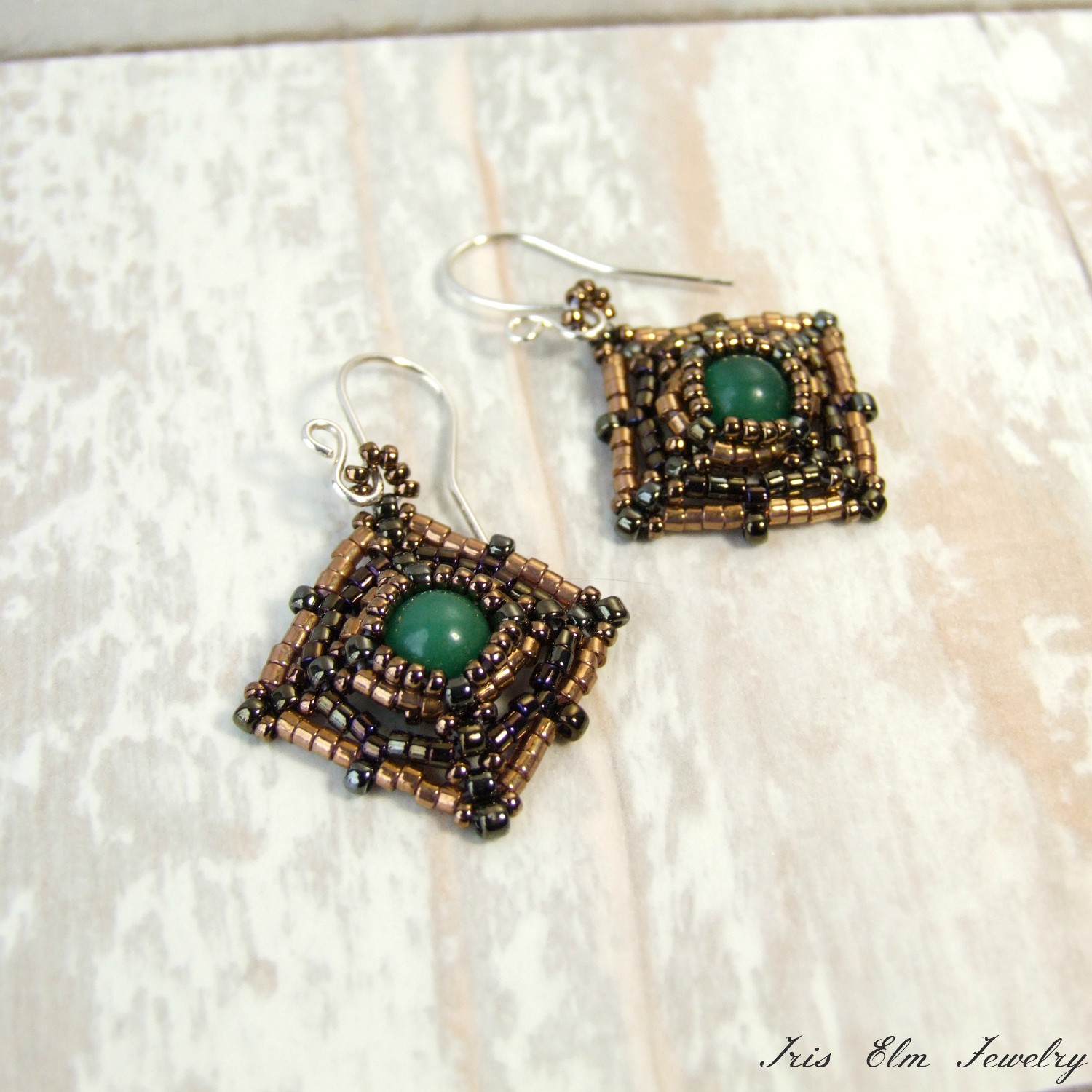 Green Aventurine Beadwoven Natural Stone Earrings