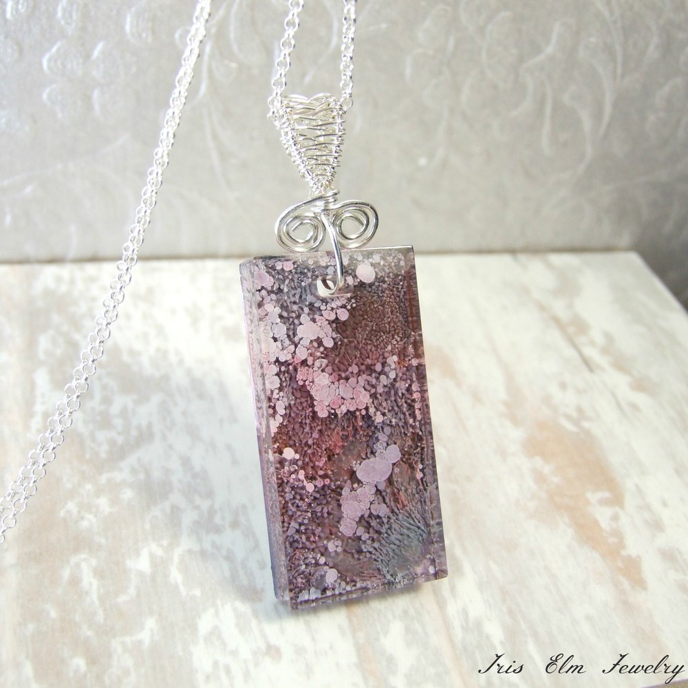 Beautiful Alcohol Ink Resin Pendant Necklace - Iris Elm Jewelry & Soap