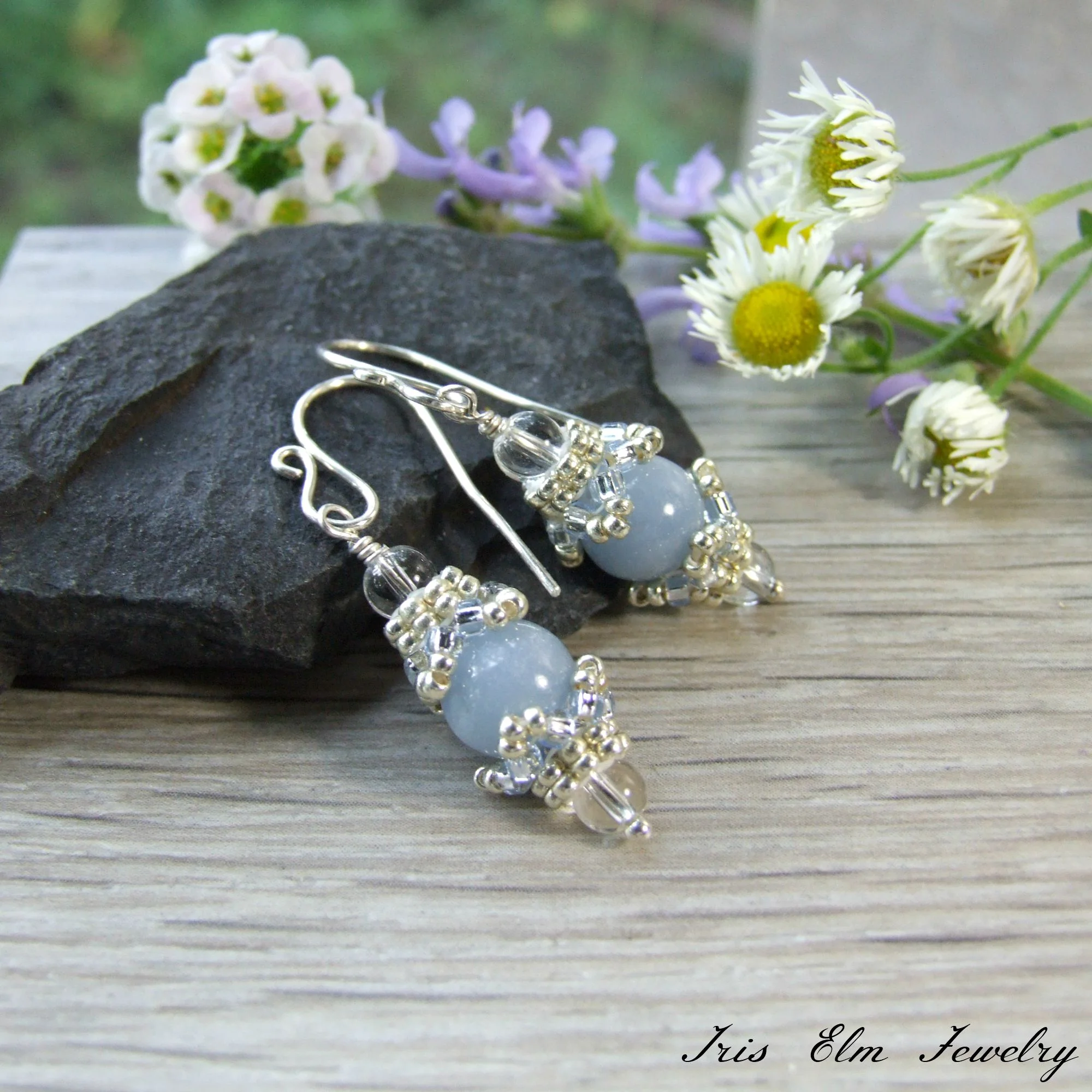 small light blue angelite drop earrings elegant vintage style jewelry gift ideas for women