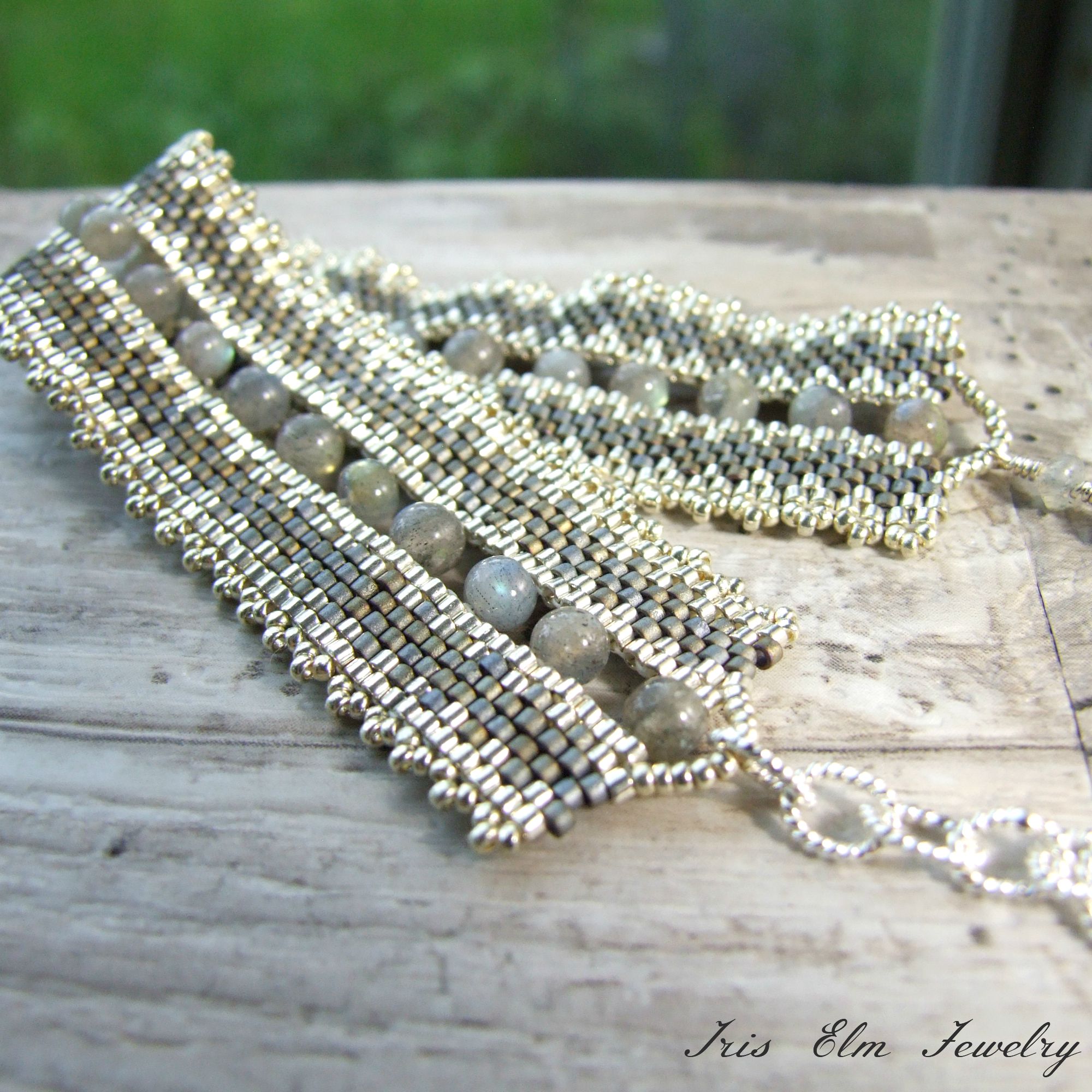 beadwoven bracelet boho gemstone jewelry