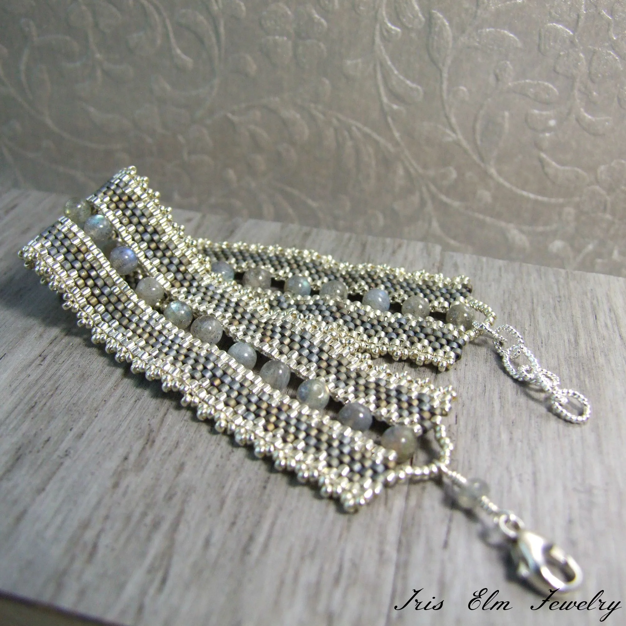 unique boho beaded stone bracelet