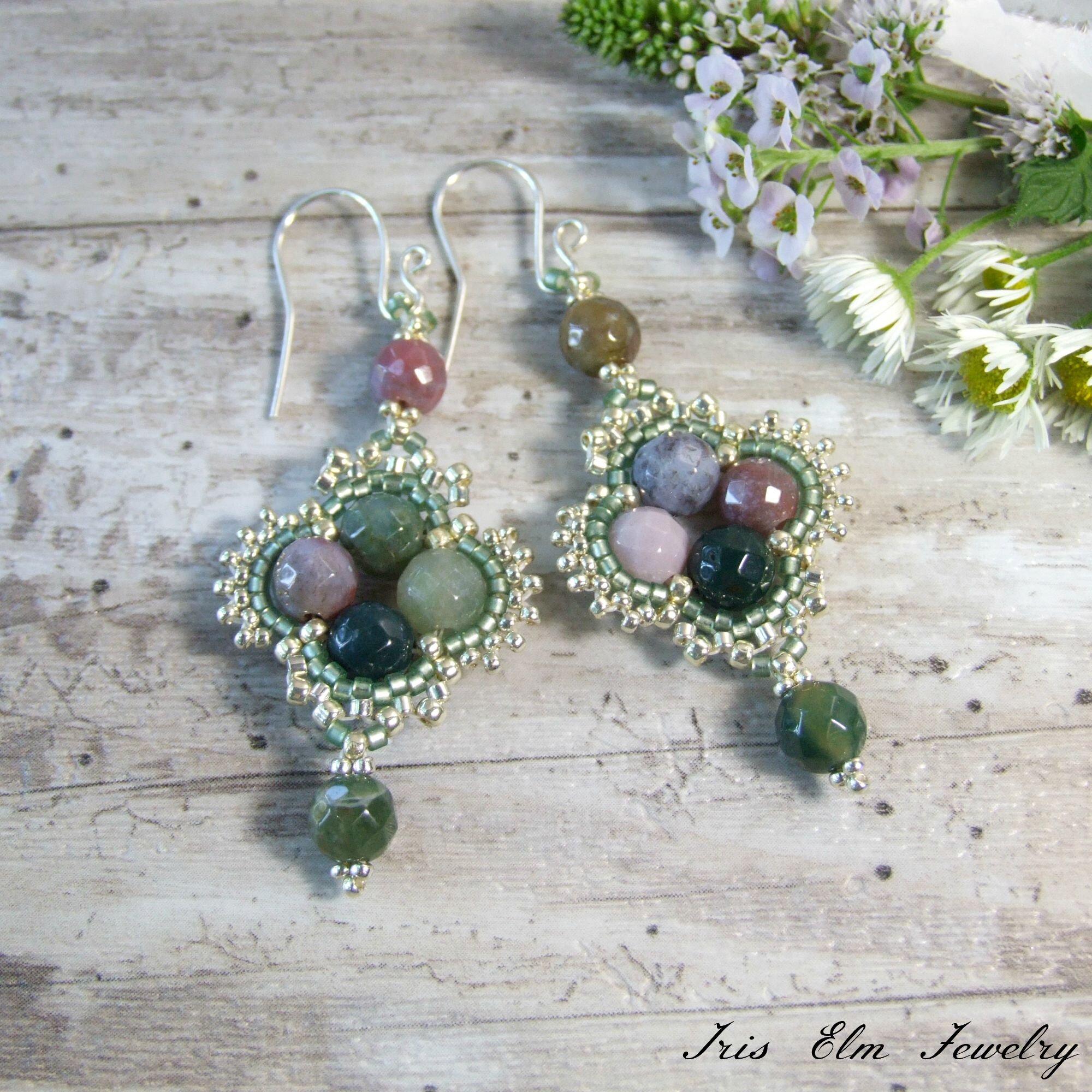 Unique Bohemian Indian Agate Earrings