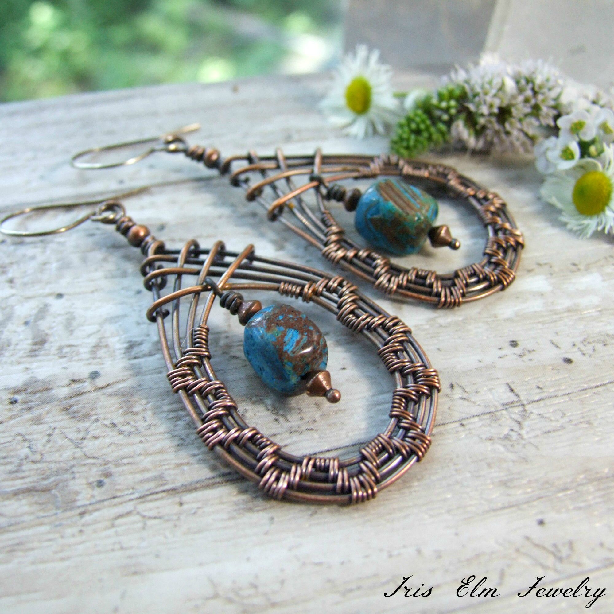 botanical jewelry Hand crafted jewelry copper bracelet Birthstone jewelry Sapphire birthstone bracelet handmade jewelry bohemian jewelry