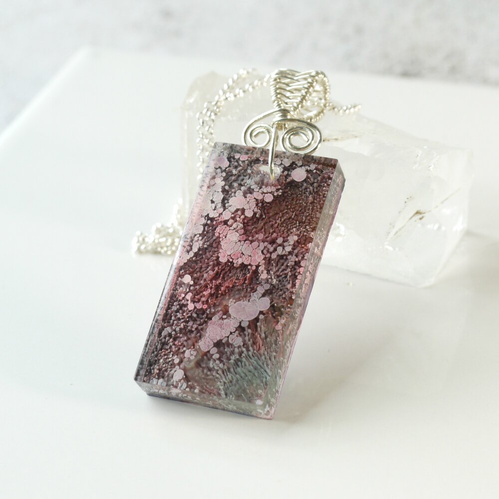 Beautiful Alcohol Ink Resin Pendant Necklace - Iris Elm Jewelry & Soap