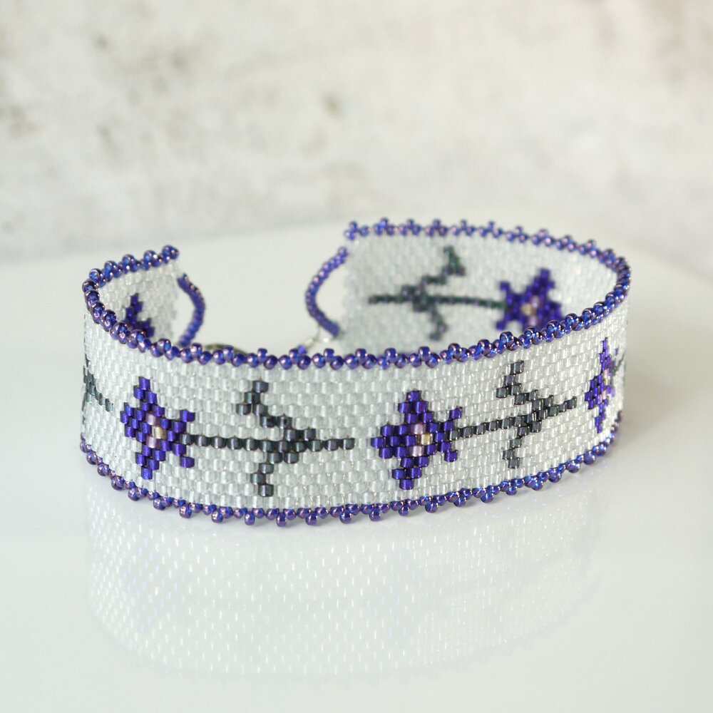 Purple Iris Seed Bead Bracelet - Iris Elm Jewelry