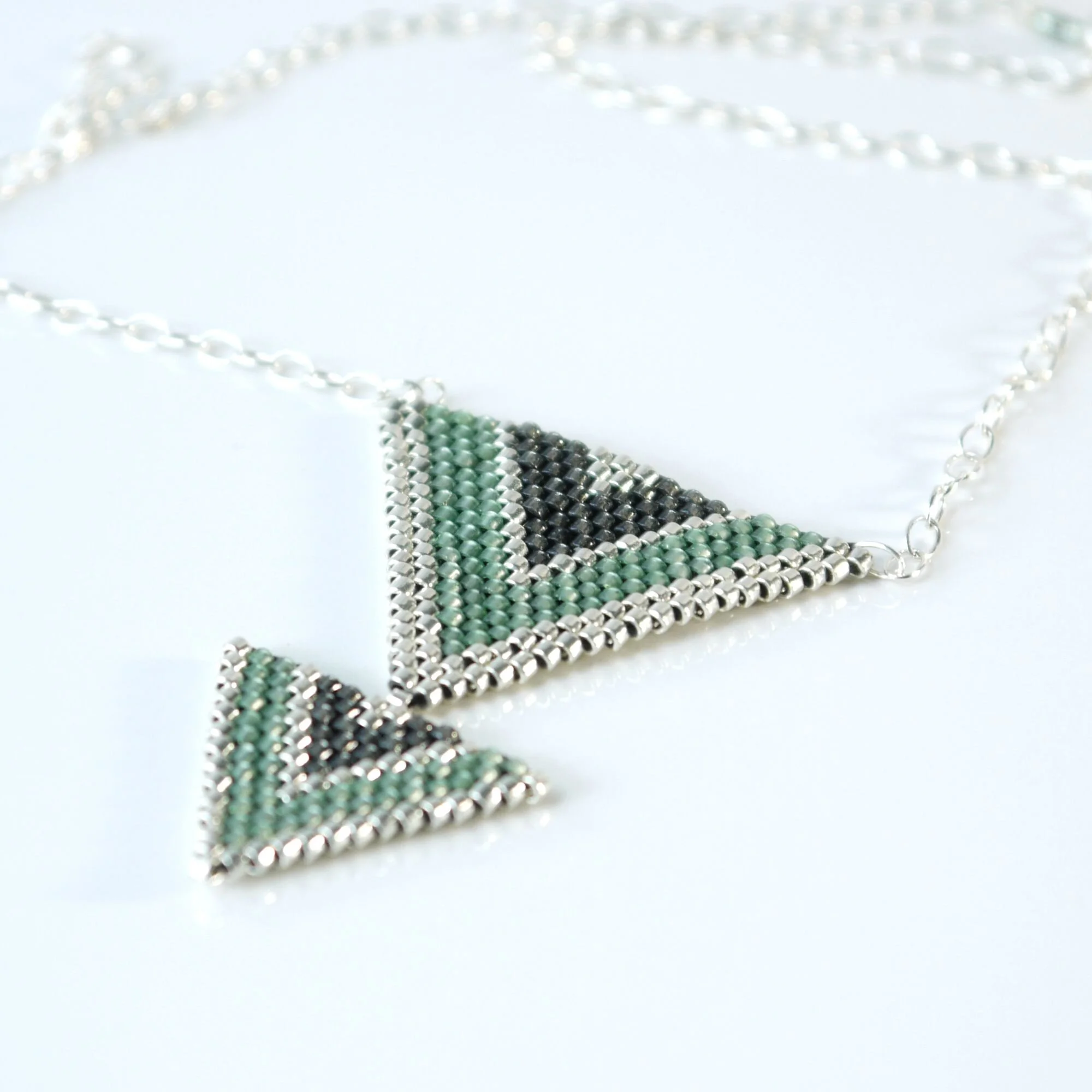 Grey Triangle Seed Bead Necklace 