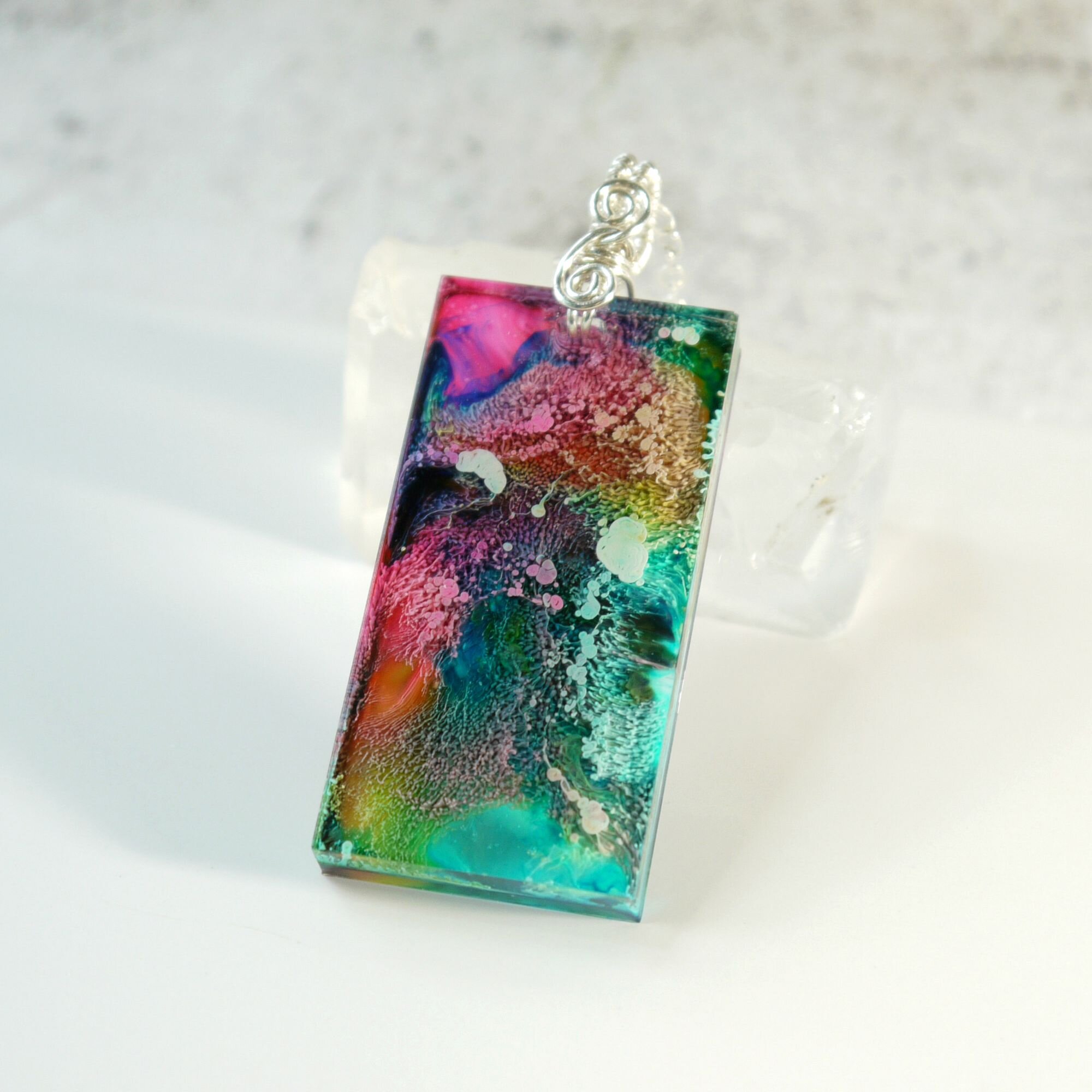 Beautiful Alcohol Ink Resin Pendant Necklace