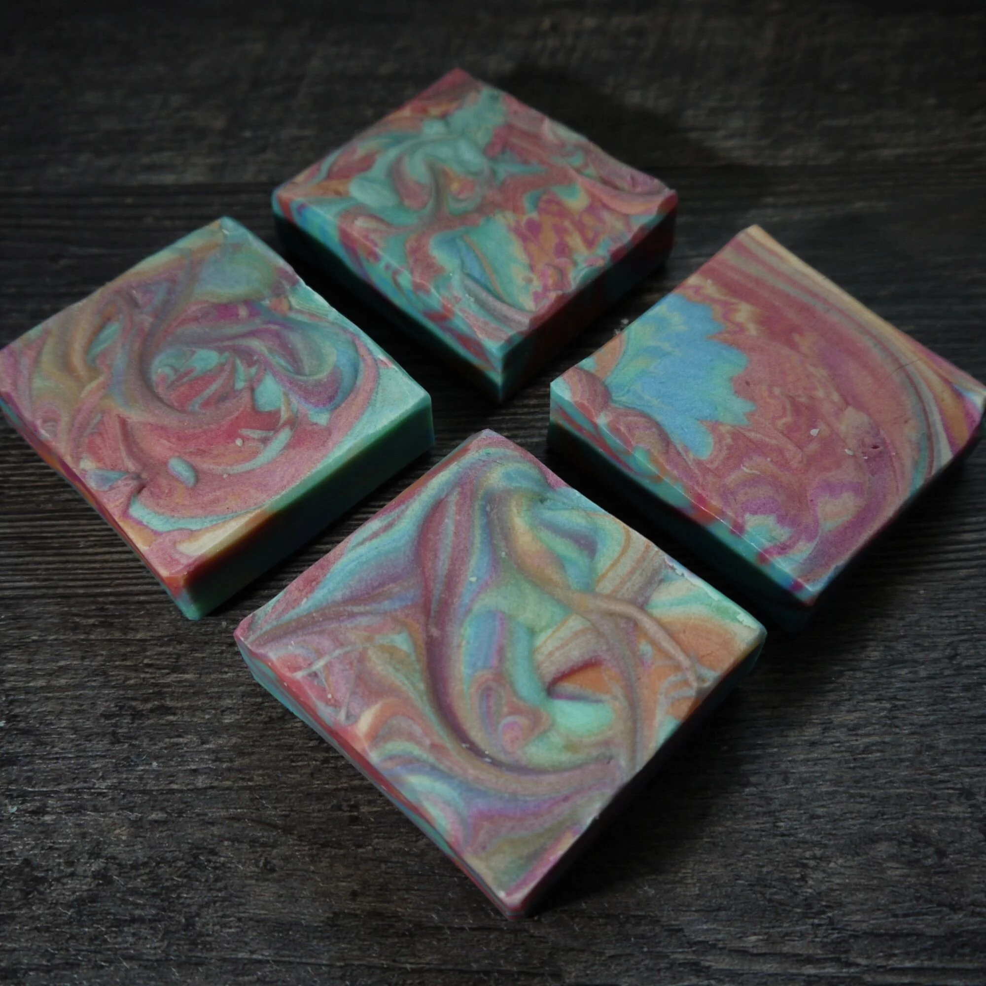 Pink Grapefruit Swirly Rainbow Soap