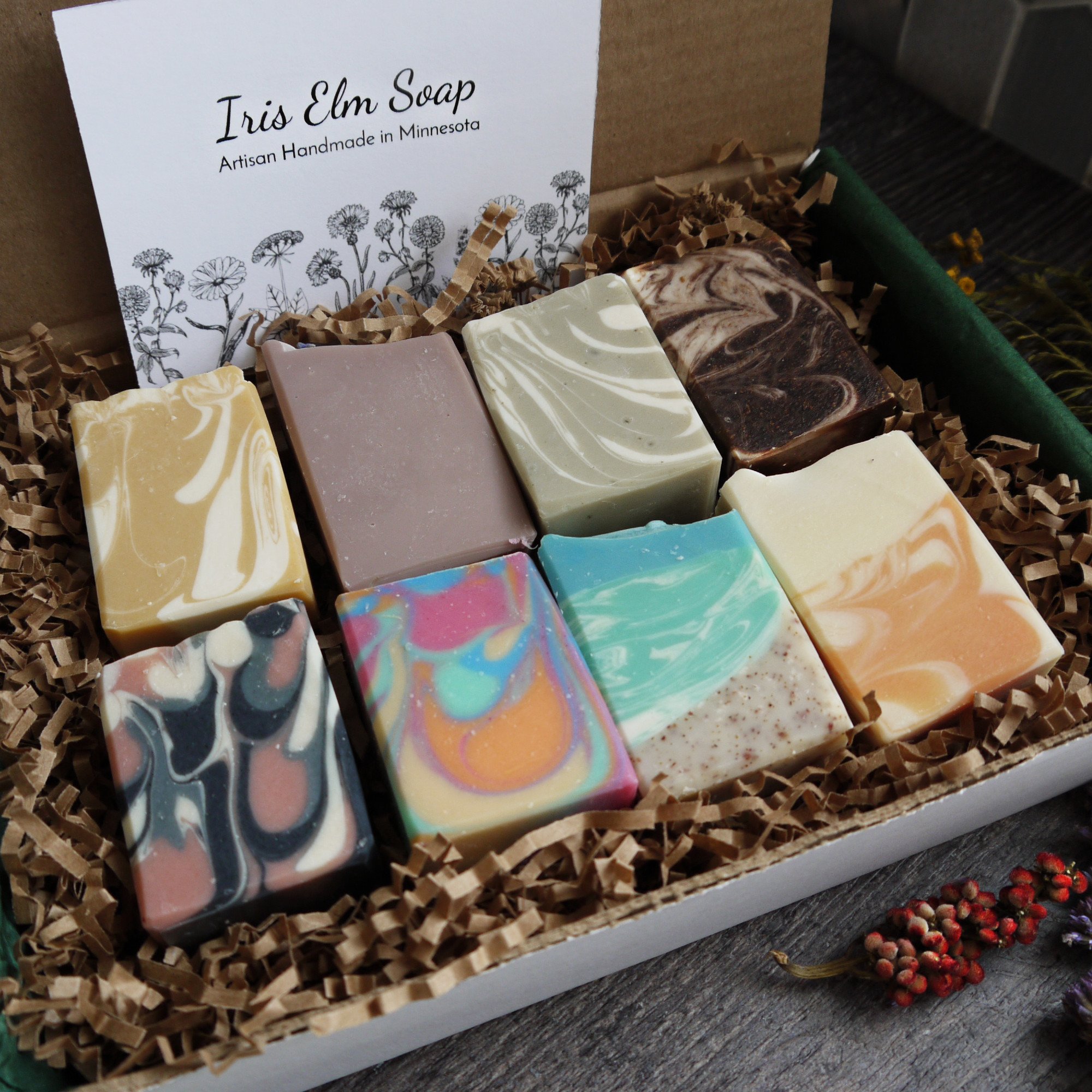 Handmade Palm Free Vegan Soap Gift Box - Eight Half-Size Bars