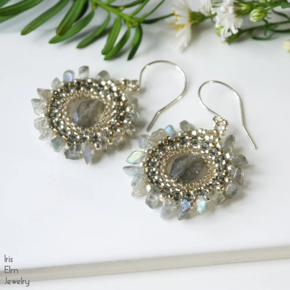 波西米亚拉长石耳环