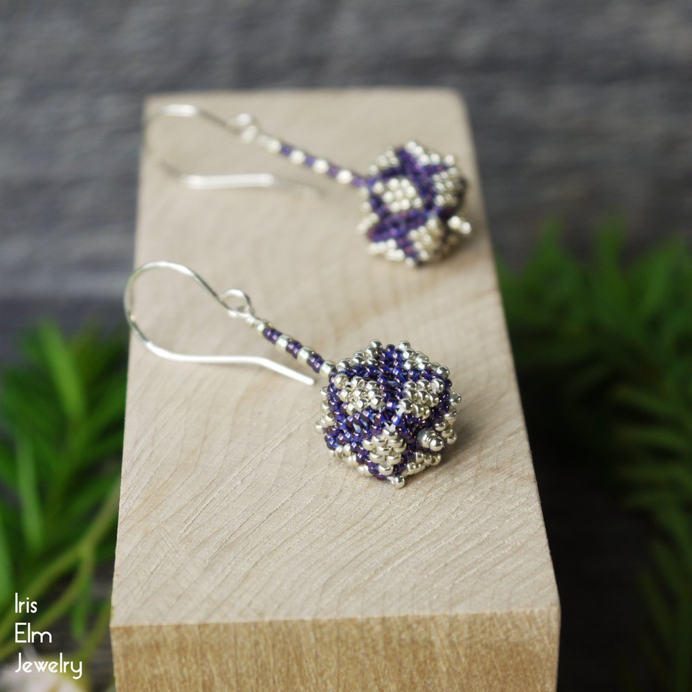 Purple Geometric Seed Bead Earrings - Iris Elm Jewelry & Soap