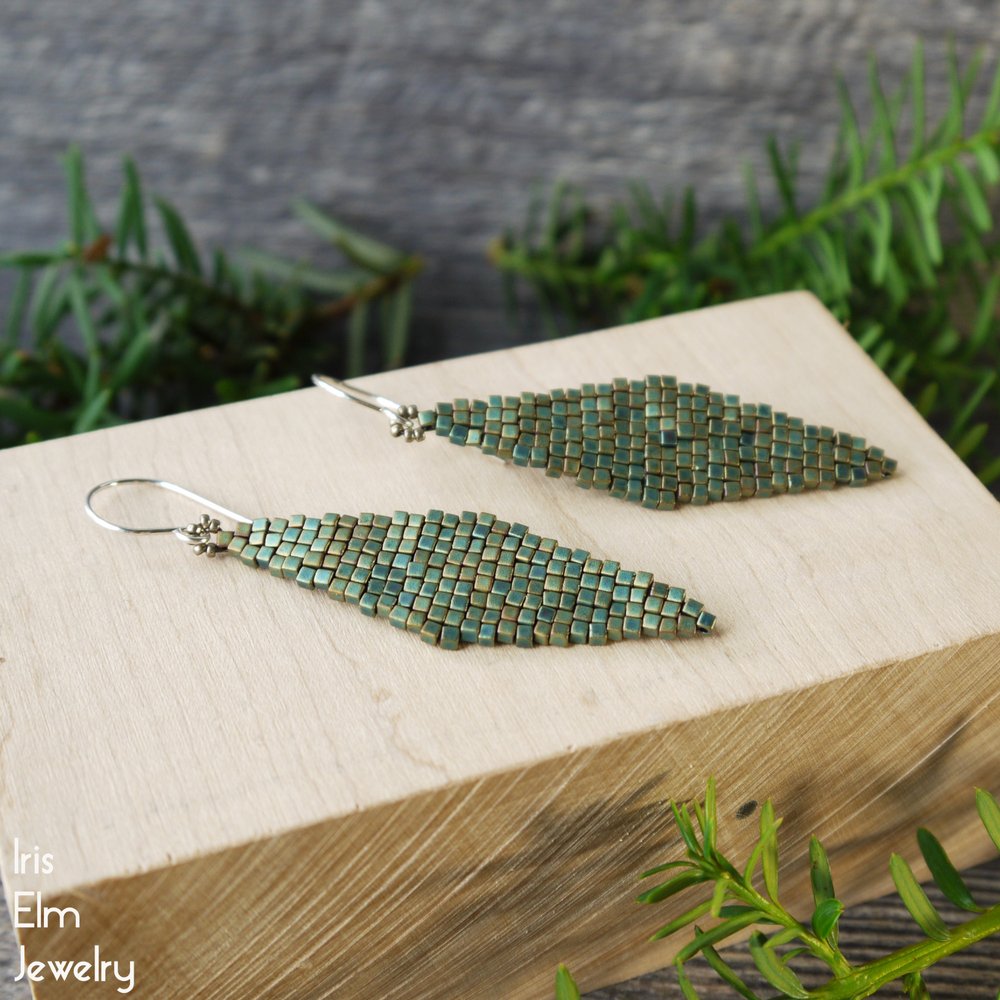 Summer Strawberry Woven Glass Seed Bead Earrings - Iris Elm Jewelry & Soap