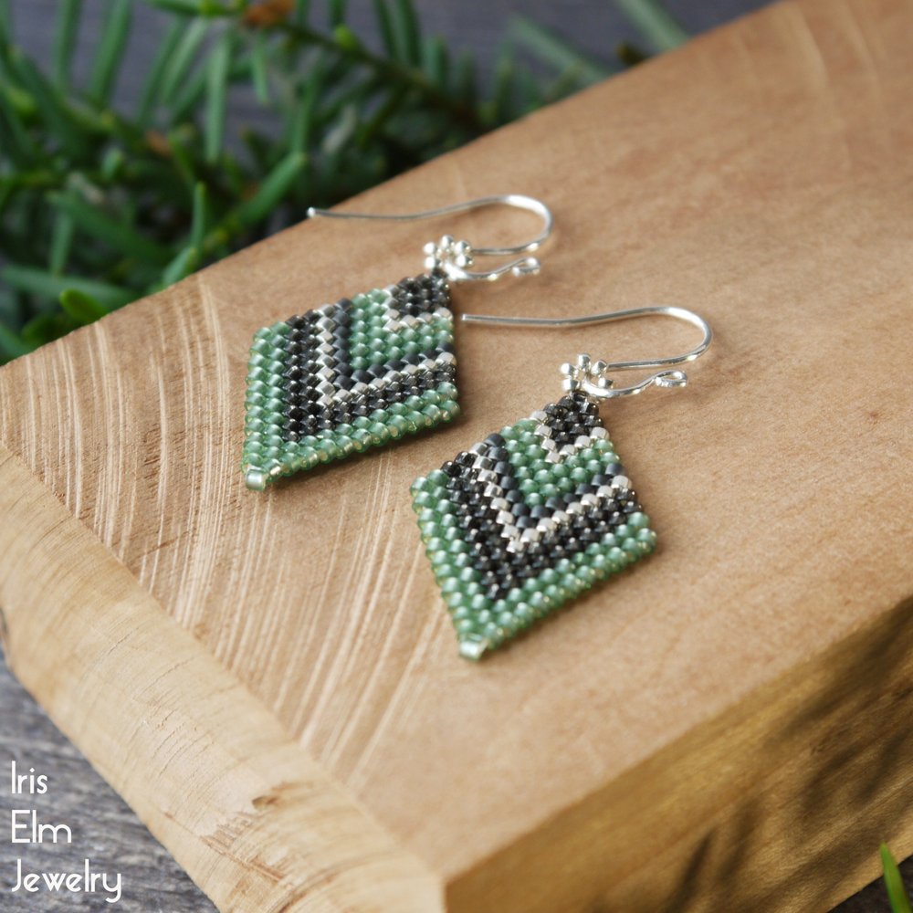 Purple Geometric Seed Bead Earrings - Iris Elm Jewelry & Soap