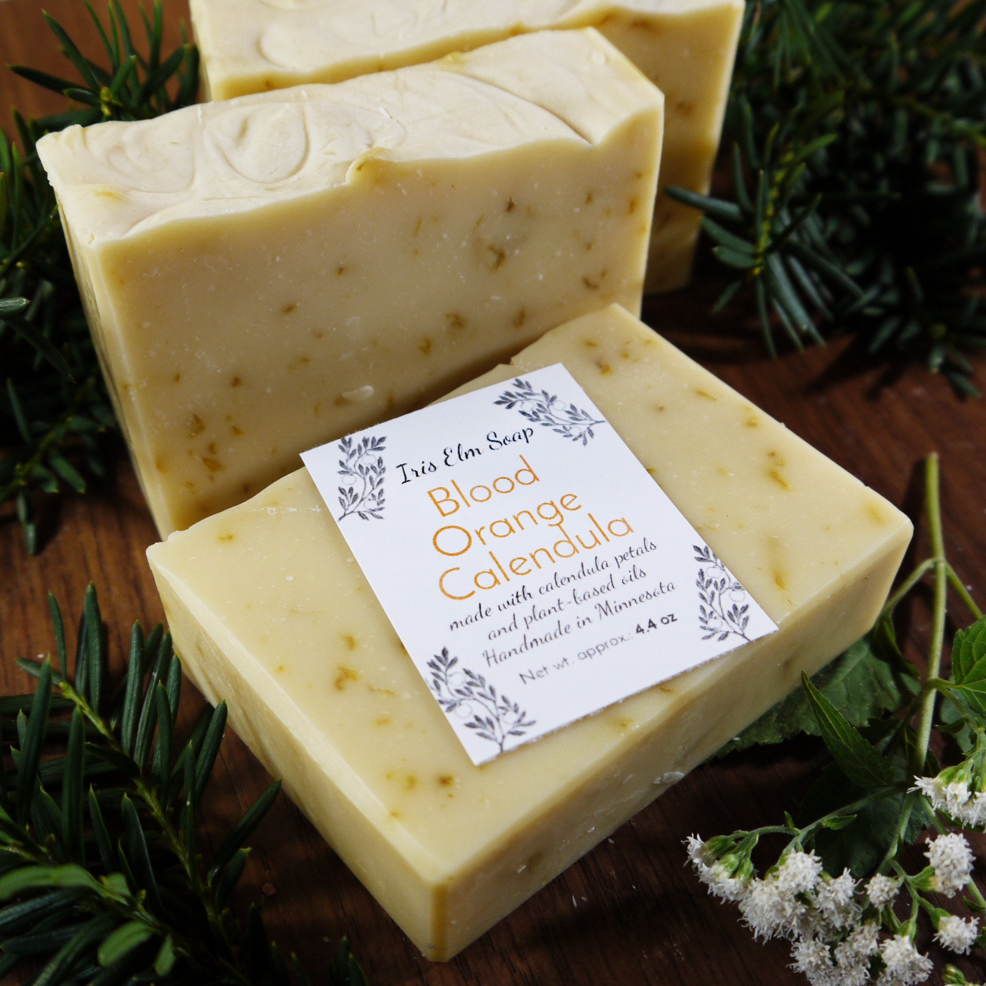 Blood Orange Calendula Vegan Handmade Soap cold process gentle scrubby citrus scent - Iris Elm Soap