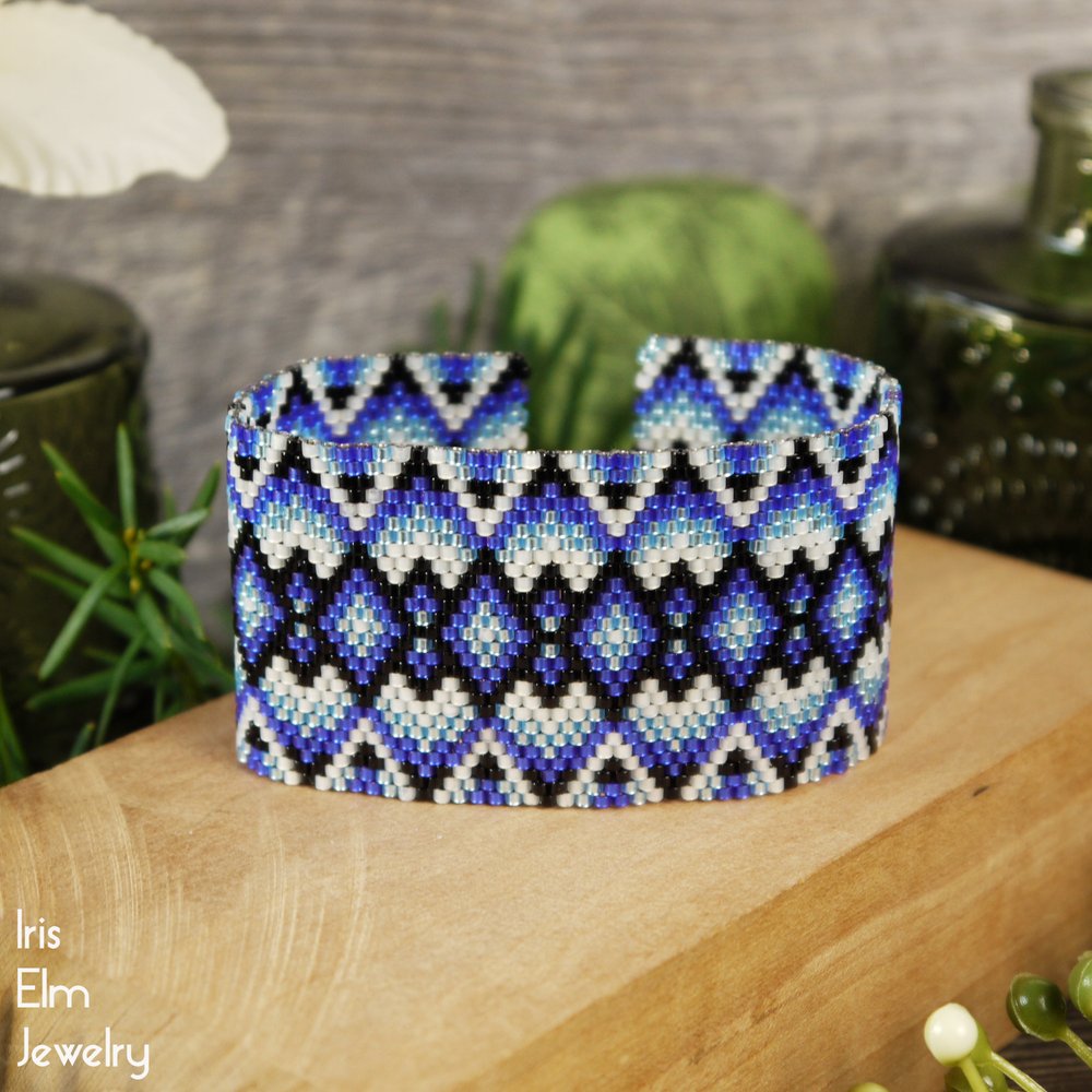 Black and Blue Boho Woven Bead Bracelet - Iris Elm Jewelry & Soap