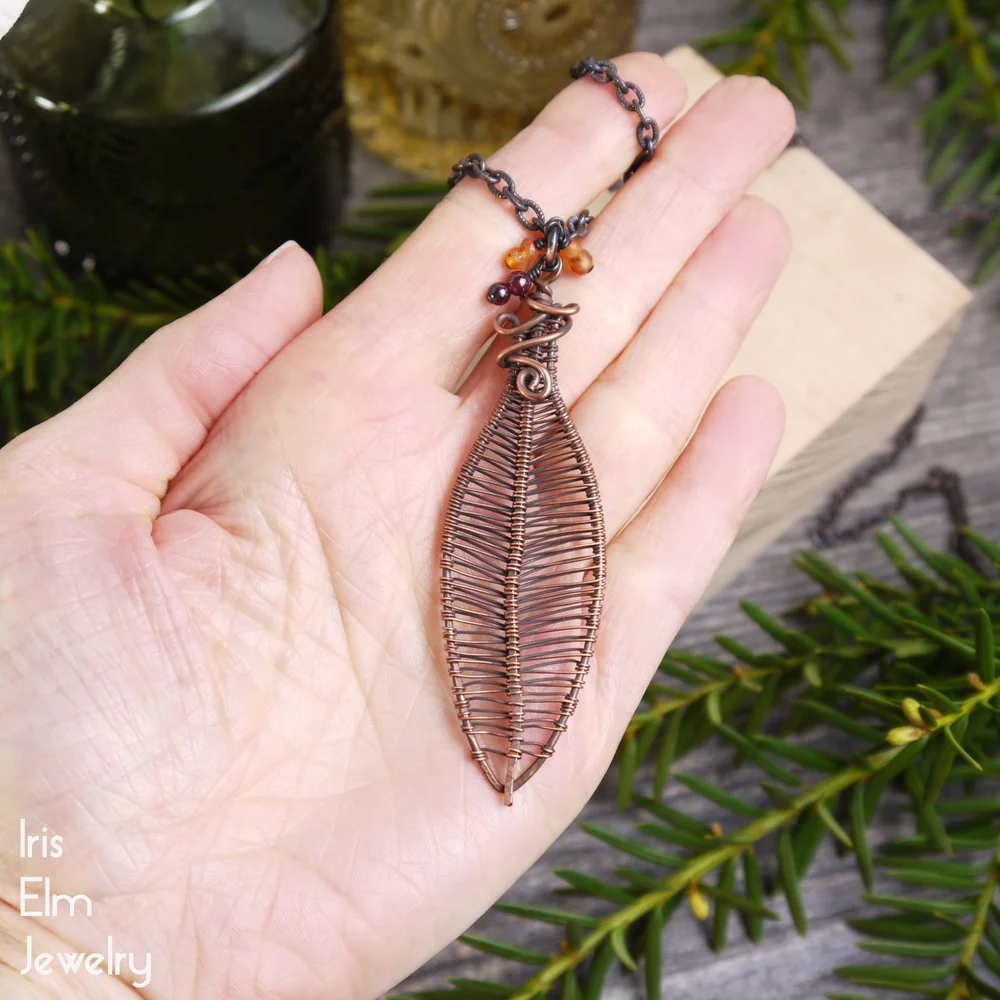 Handcrafted Jewelry Homemade Copper Jewelry Copper Wire Woven Leaf