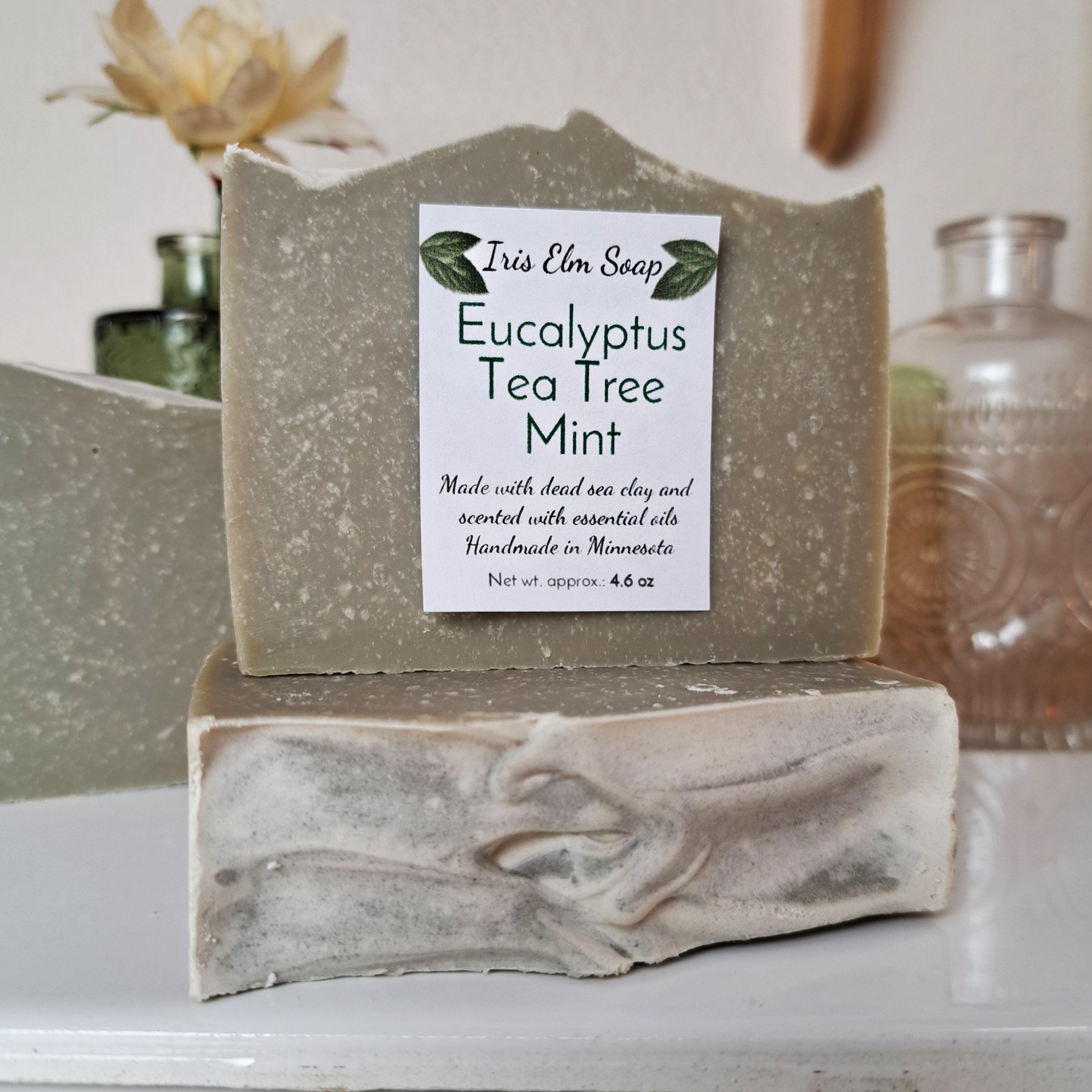 Eucalyptus Tea Tree Mint Soap - Handmade with Essential Oils and Dead Sea Clay