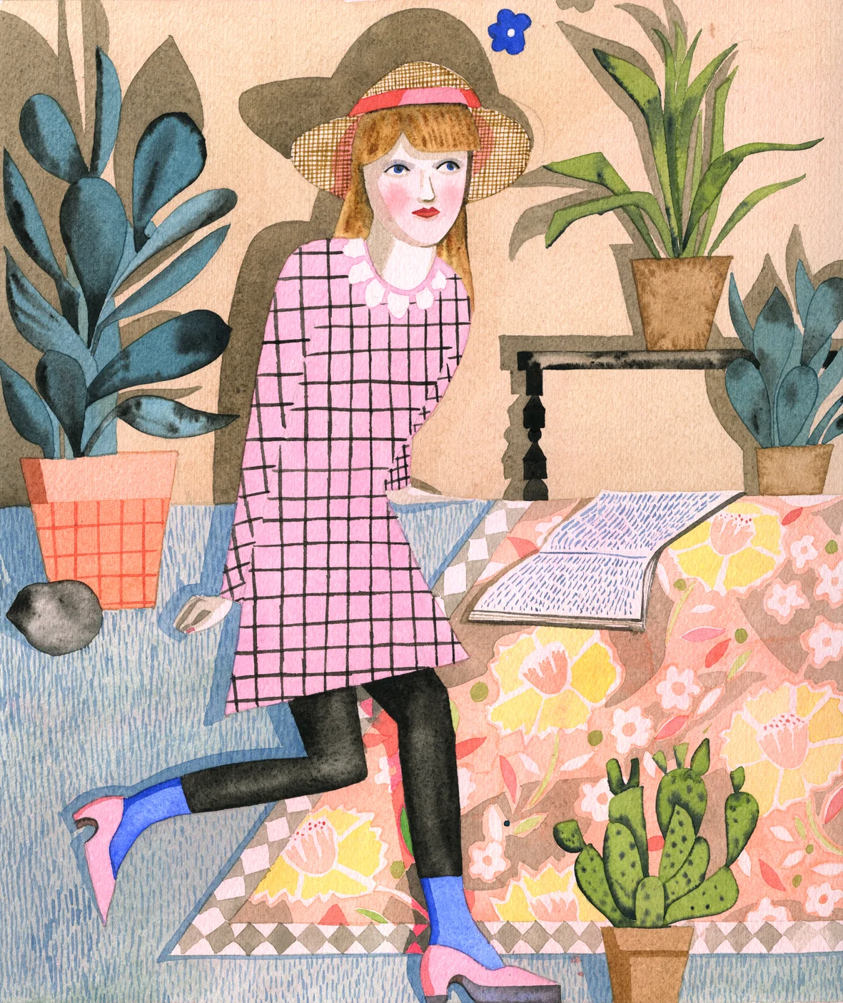 Girl with plants